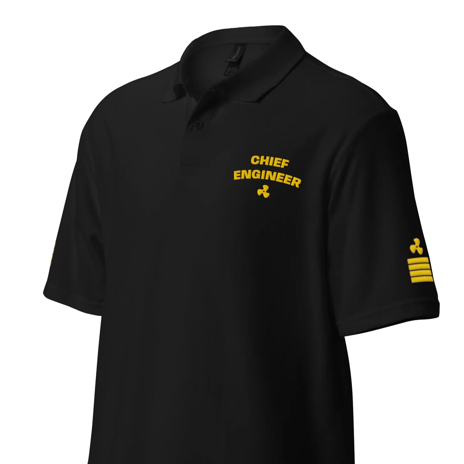 Premium Chief Engineer polo t-shirt with left chest and sleeves embroidery.