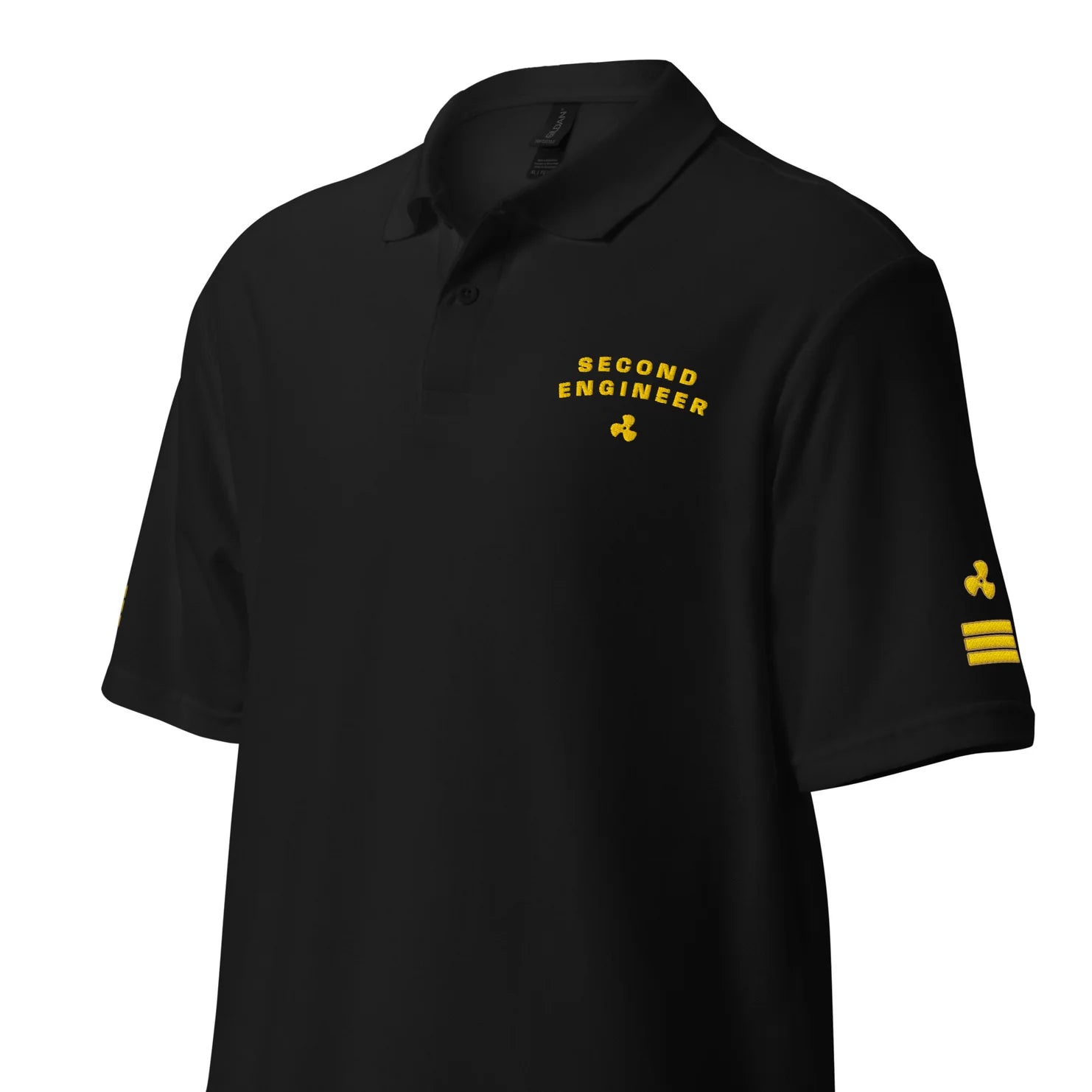 Premium Second Engineer t-shirt polo with left chest and sleeves embroidery
