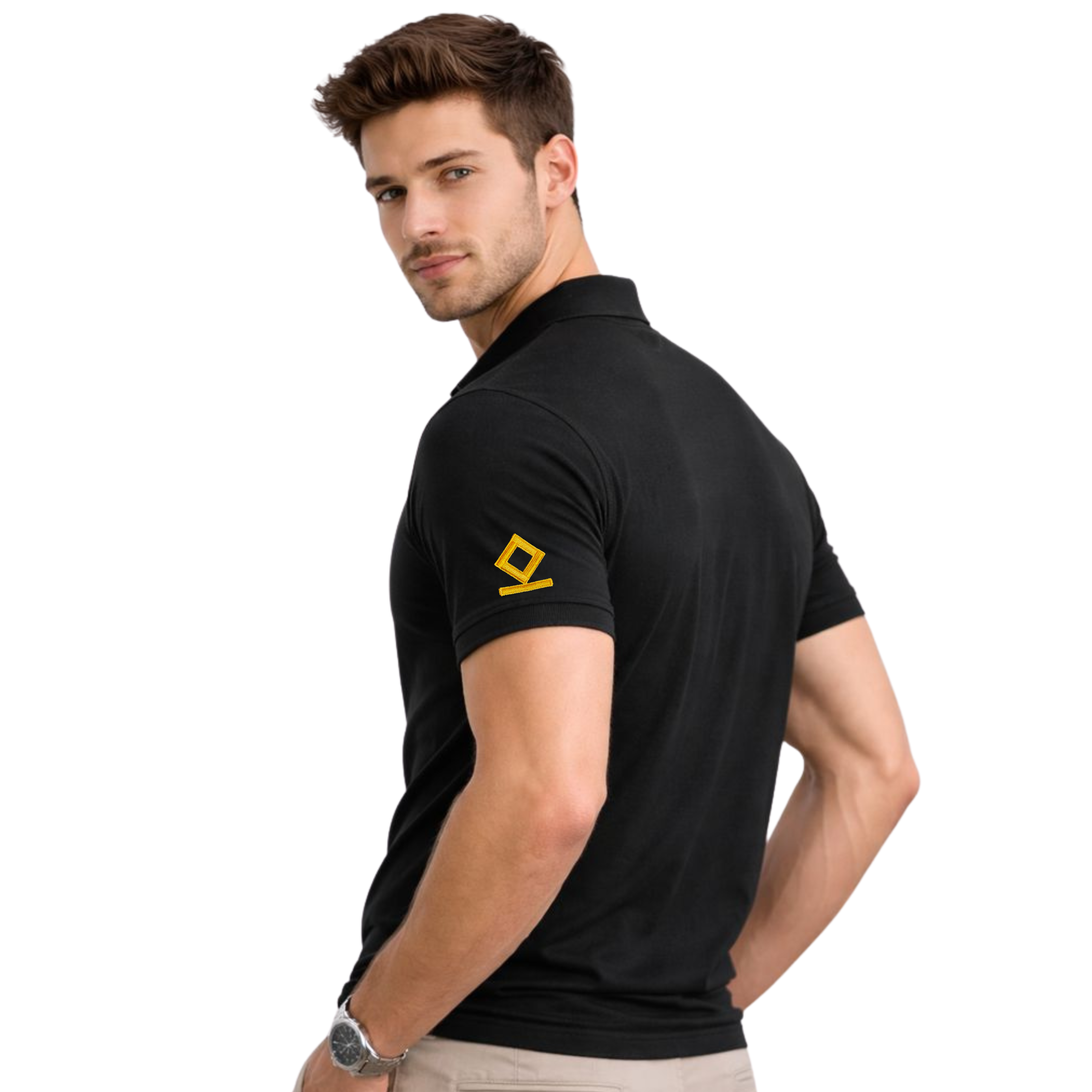 Merchant Navy Premium Third Officer polo t-shirt with left chest and sleeves embroidery.