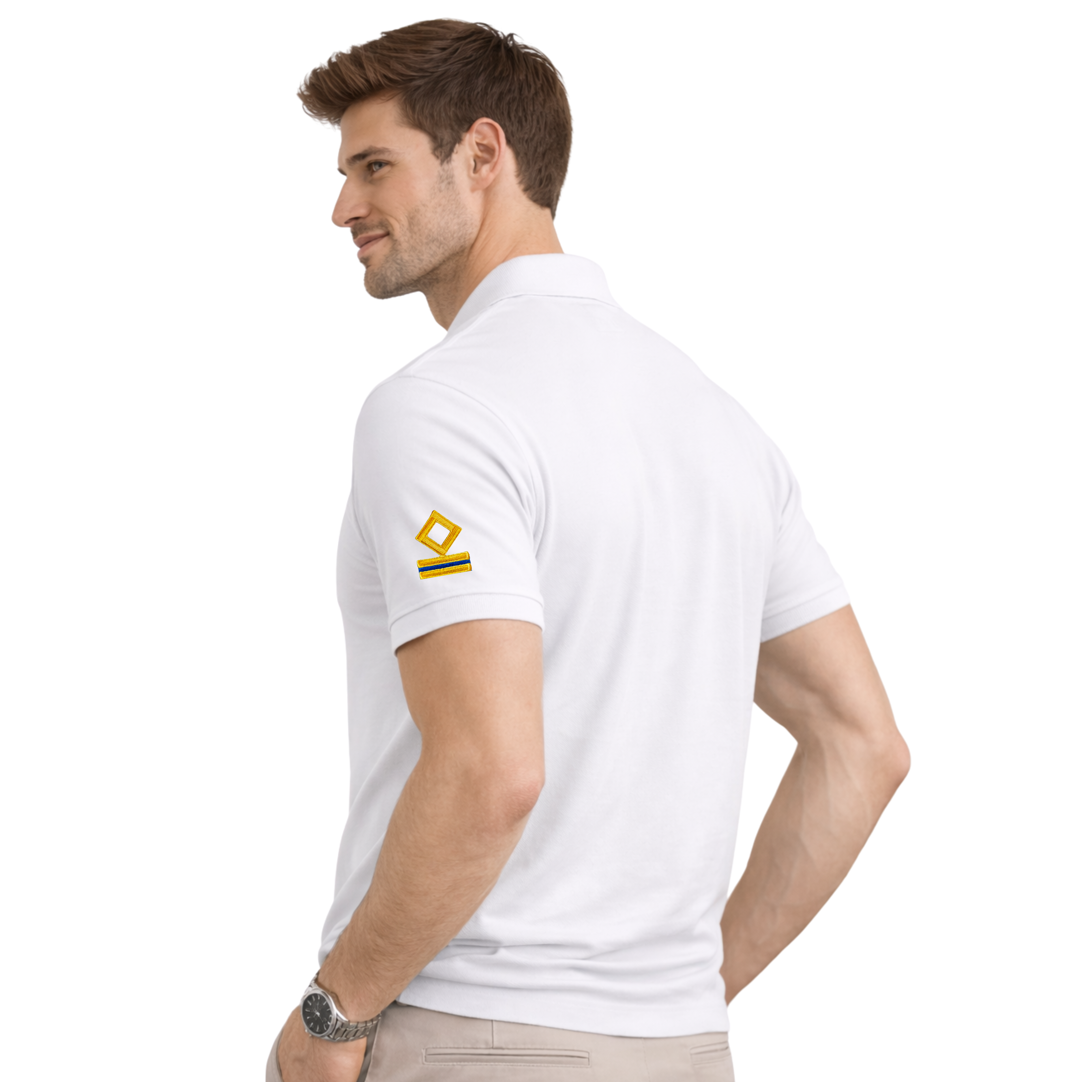Merchant Navy Premium Third Engineer t-shirt polo with left chest and sleeves embroidery