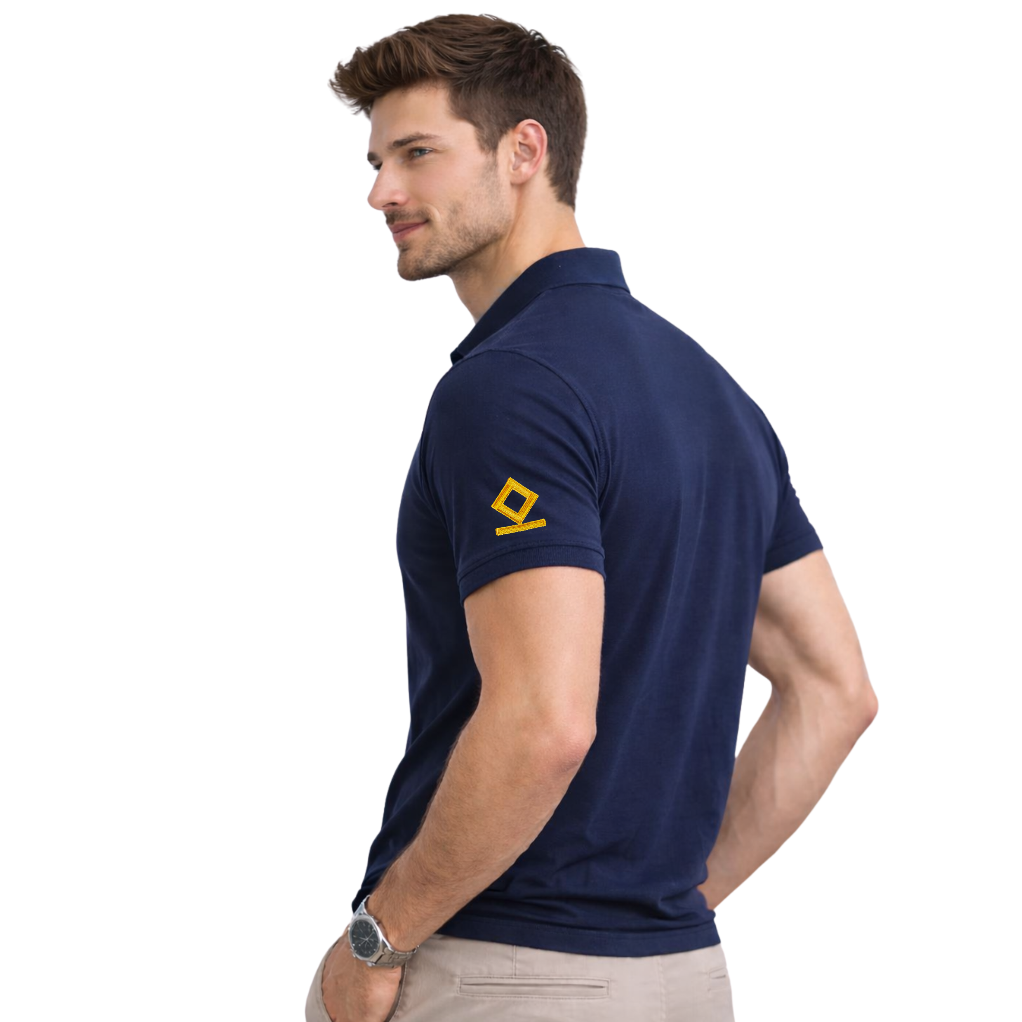 Merchant Navy Premium Third Officer polo t-shirt with left chest and sleeves embroidery.