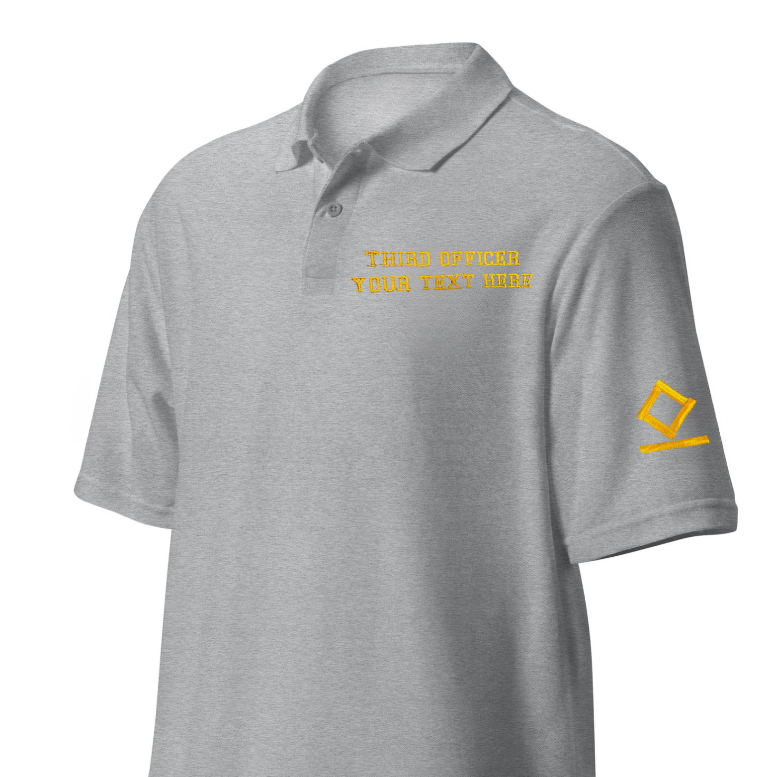 Merchant Navy Premium Third Officer polo t-shirt with left chest and sleeves embroidery.