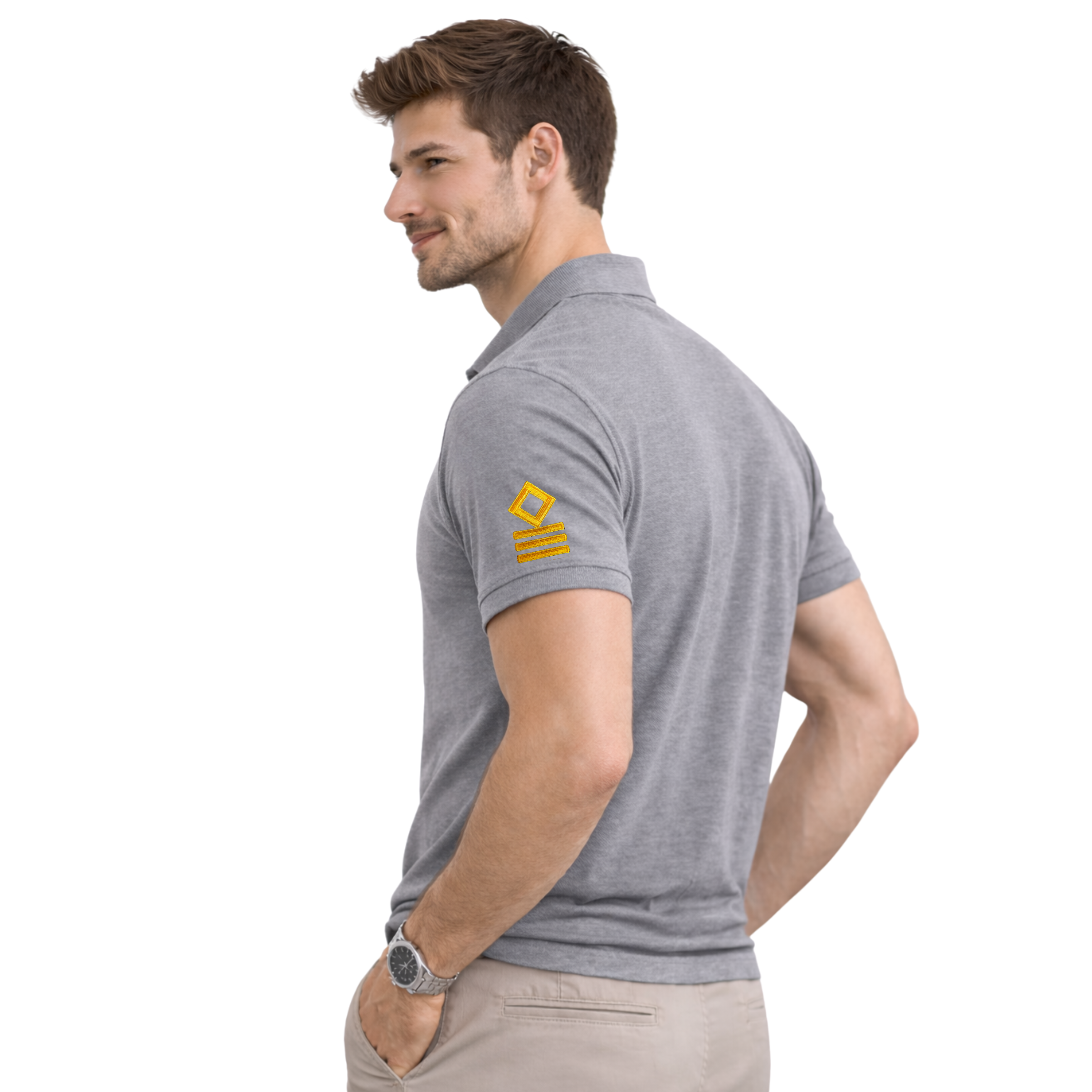 Merchant Navy Premium Chief Officer t-shirt polo with left chest and sleeves embroidery
