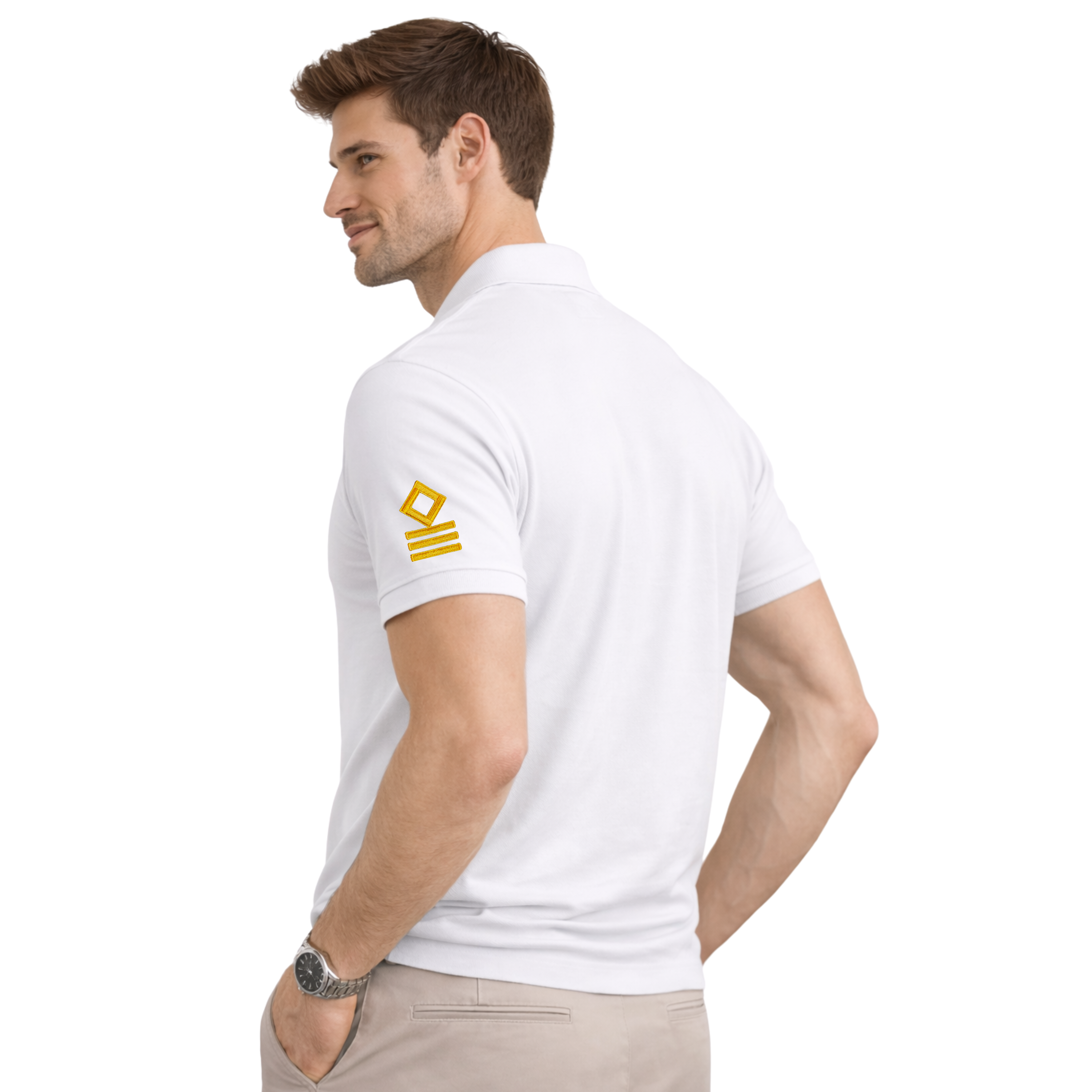 Merchant Navy Premium Chief Officer t-shirt polo with left chest and sleeves embroidery