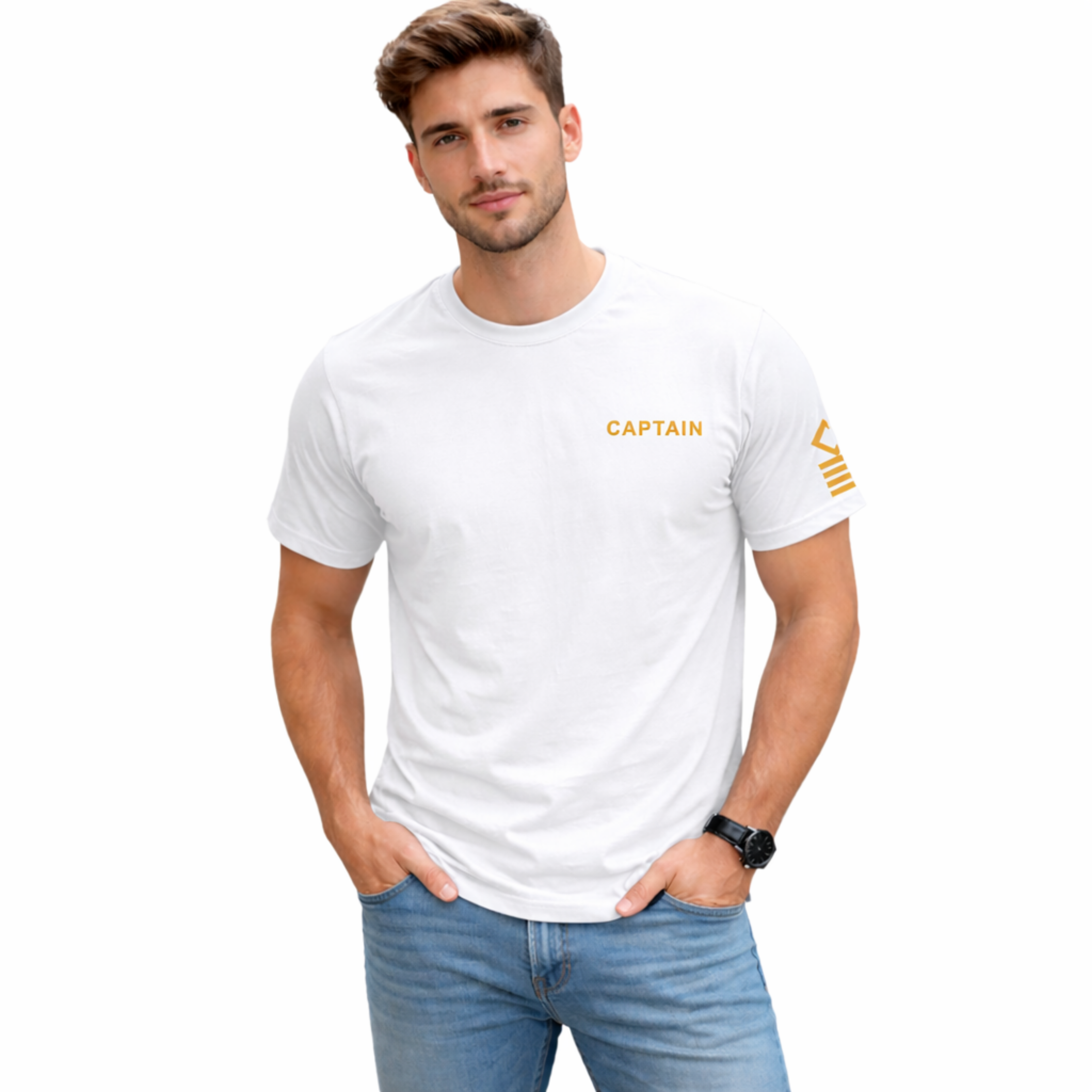 Merchant Navy Captain Rank Printed T-Shirt – Bio-Washed 100% Cotton & High-Quality Printing