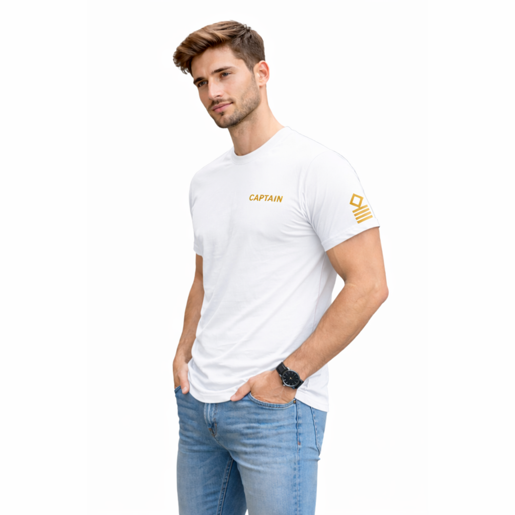 Merchant Navy Captain Rank Printed T-Shirt – Bio-Washed 100% Cotton & High-Quality Printing