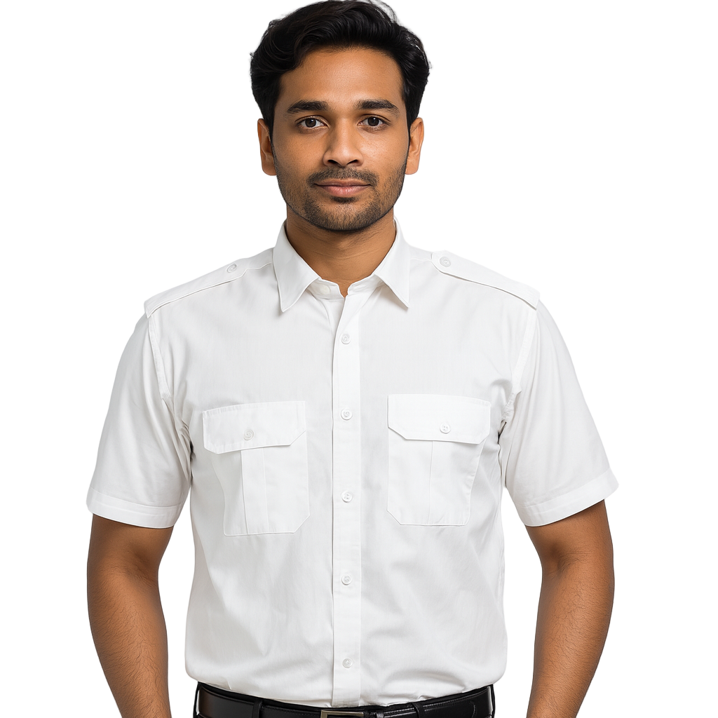 Premium White Shirt With Shoulder Strap - Half Sleeve