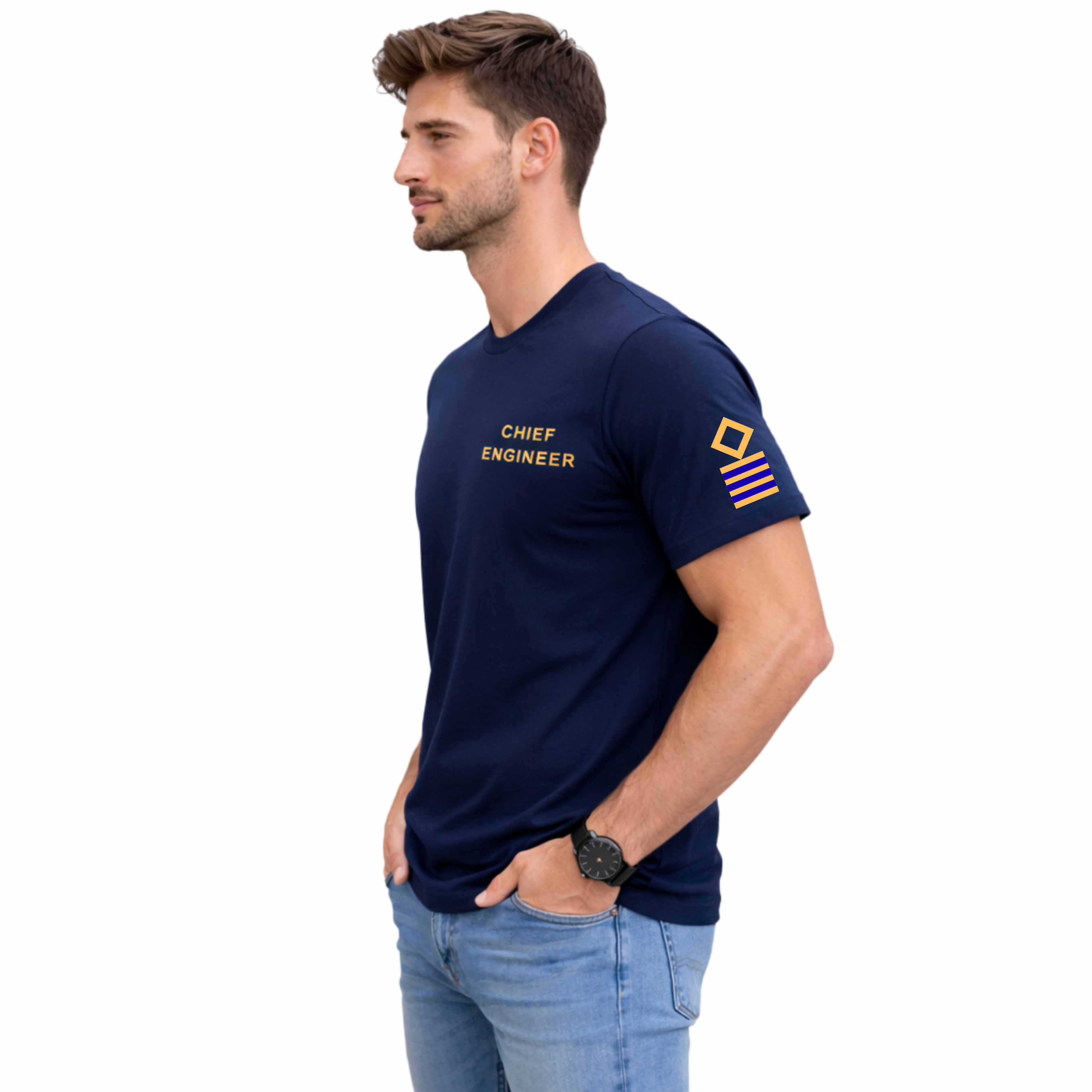 Merchant Navy Chief Engineer Rank Printed T-Shirt – Bio-Washed 100% Cotton & High-Quality Printing