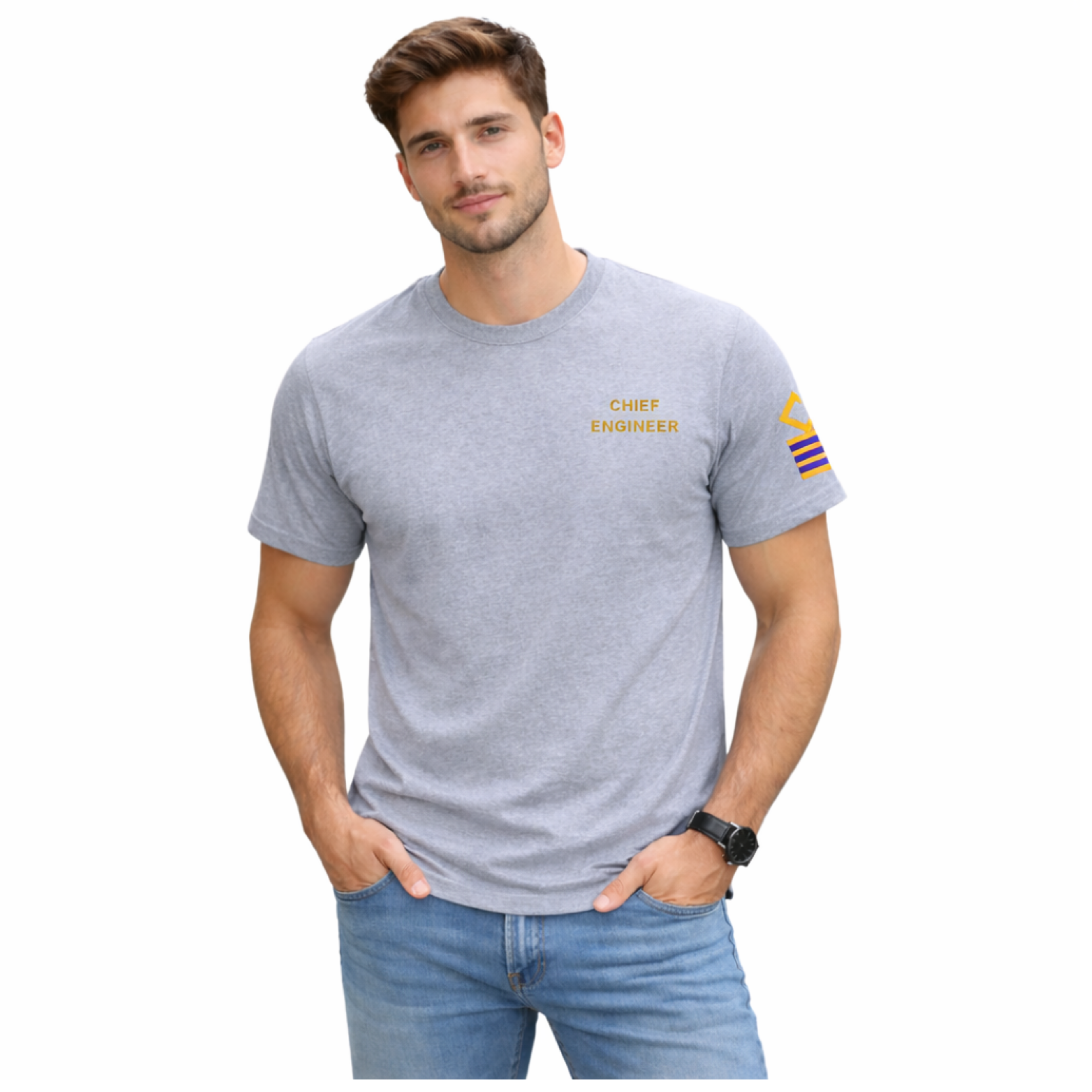Merchant Navy Chief Engineer Rank Printed T-Shirt – Bio-Washed 100% Cotton & High-Quality Printing