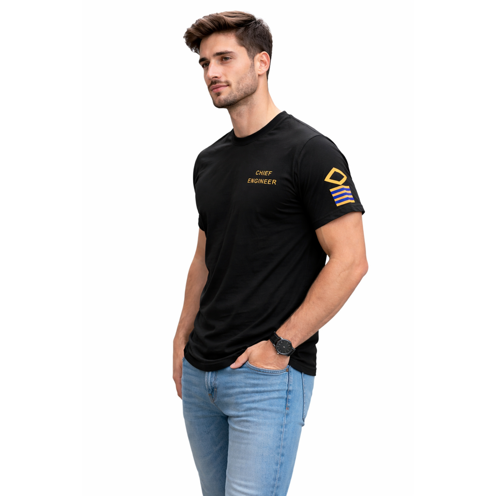 Merchant Navy Chief Engineer Rank Printed T-Shirt – Bio-Washed 100% Cotton & High-Quality Printing