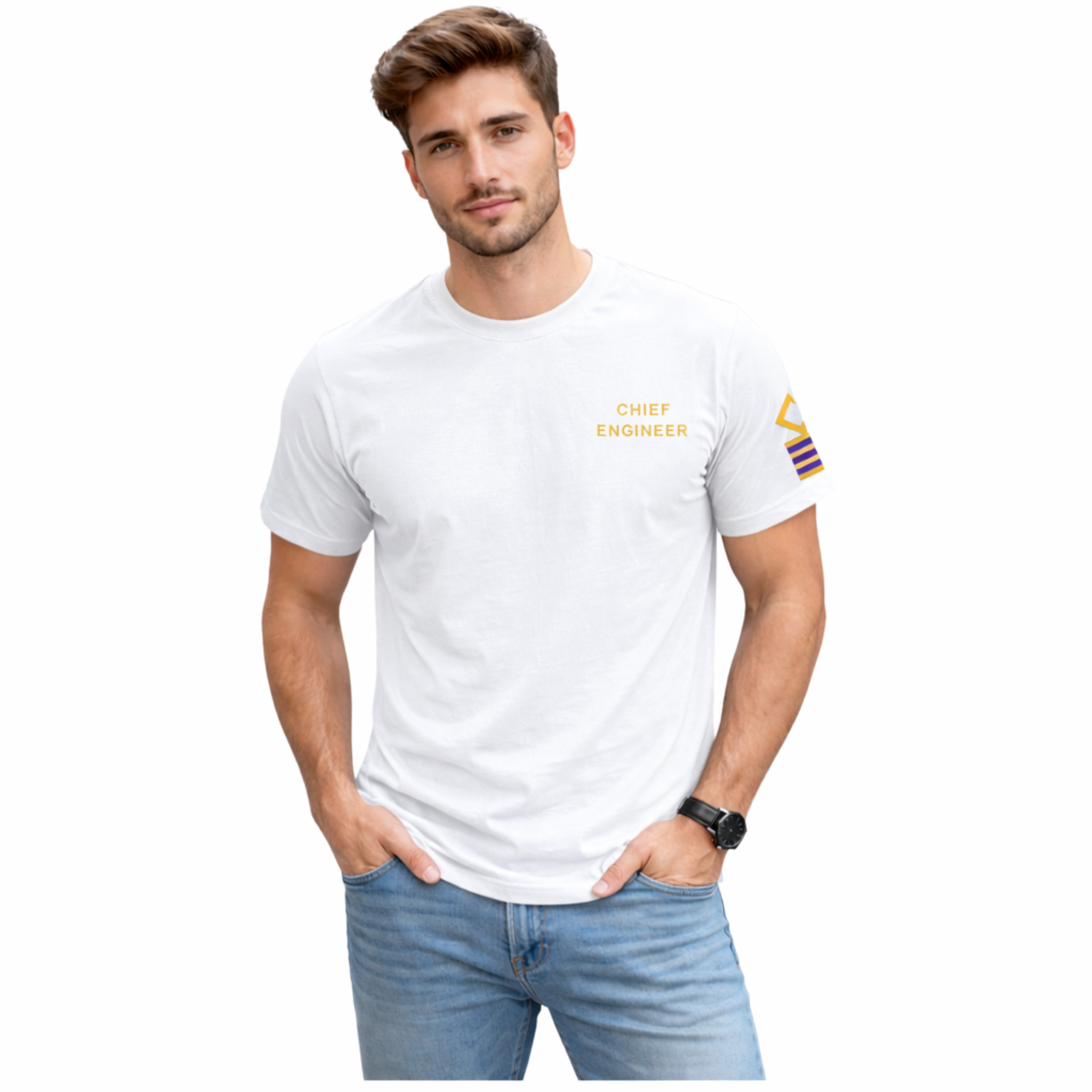 Merchant Navy Chief Engineer Rank Printed T-Shirt – Bio-Washed 100% Cotton & High-Quality Printing
