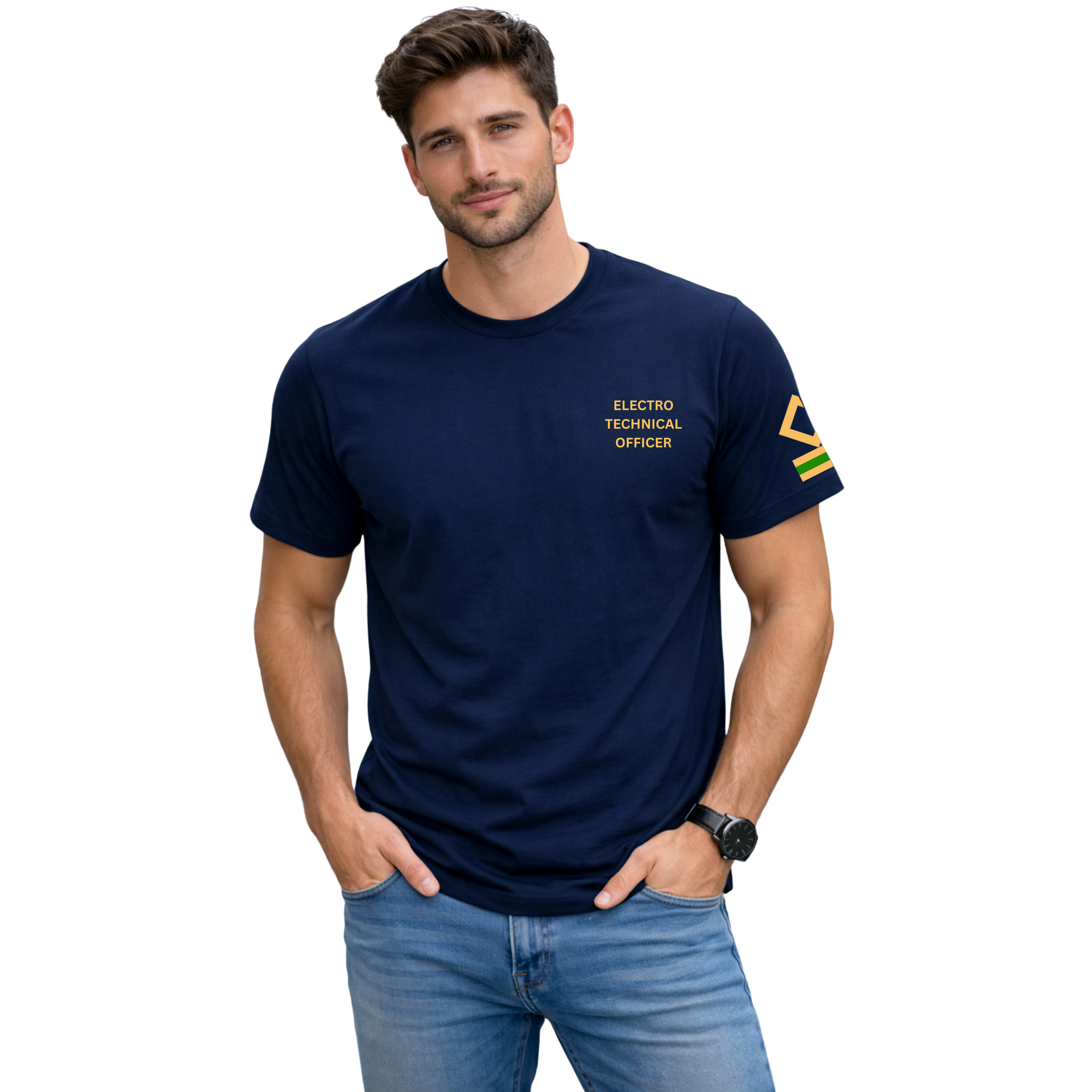 Merchant Navy E.T.O.  Rank Printed with 2 stripes – Bio-Washed 100% Cotton & High-Quality Printing