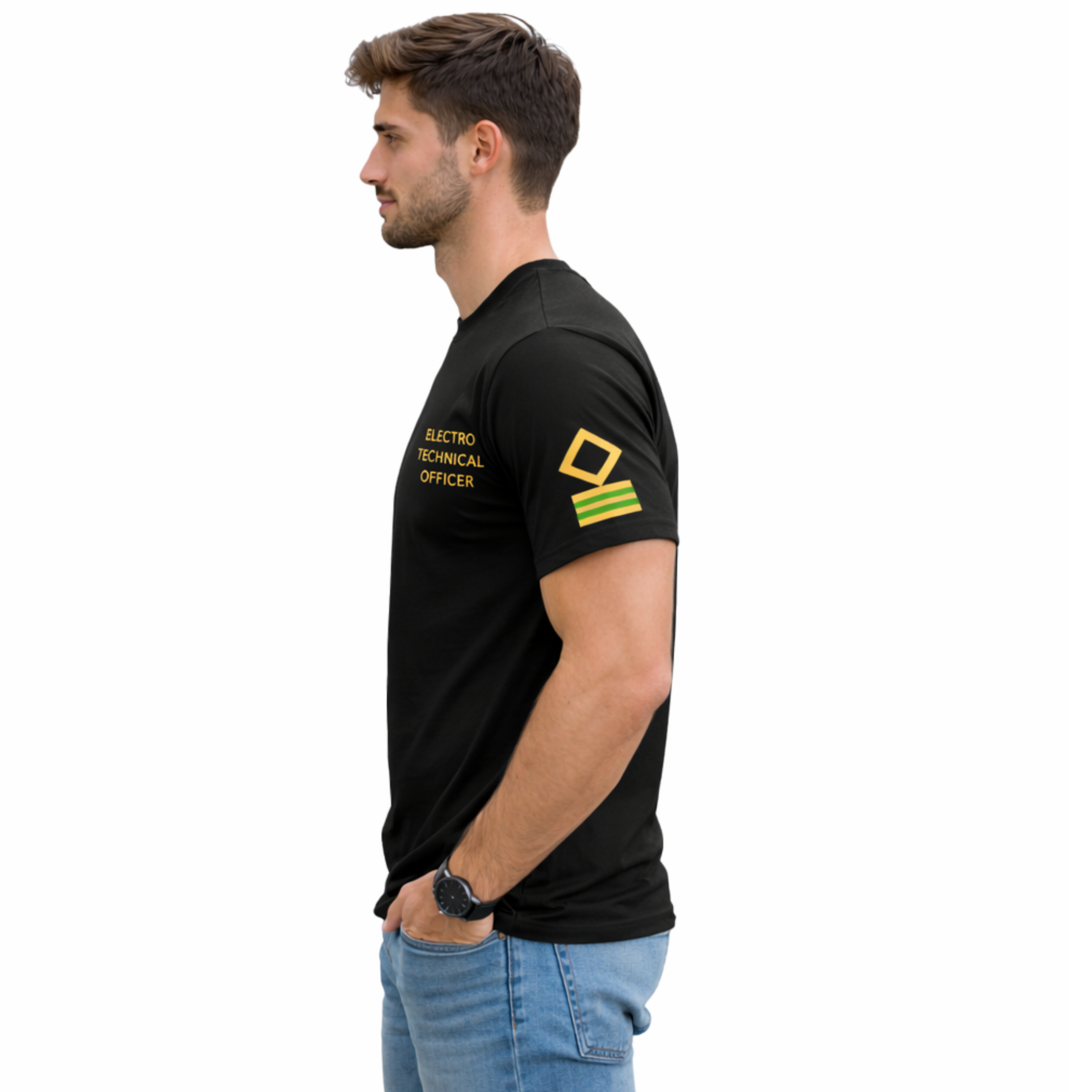 Merchant Navy E.T.O.  Rank Printed with 3 stripes – Bio-Washed 100% Cotton & High-Quality Printing