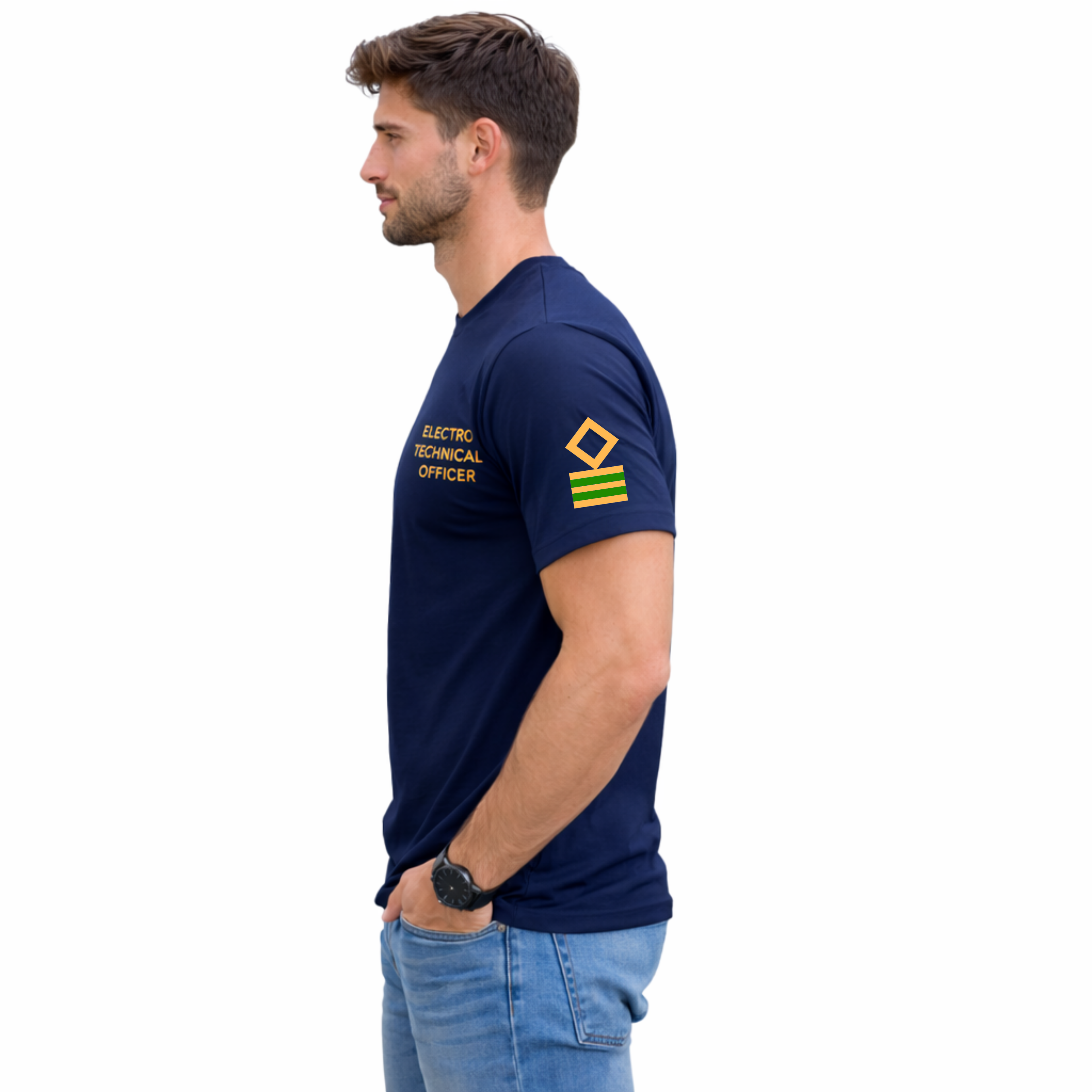 Merchant Navy E.T.O.  Rank Printed with 3 stripes – Bio-Washed 100% Cotton & High-Quality Printing