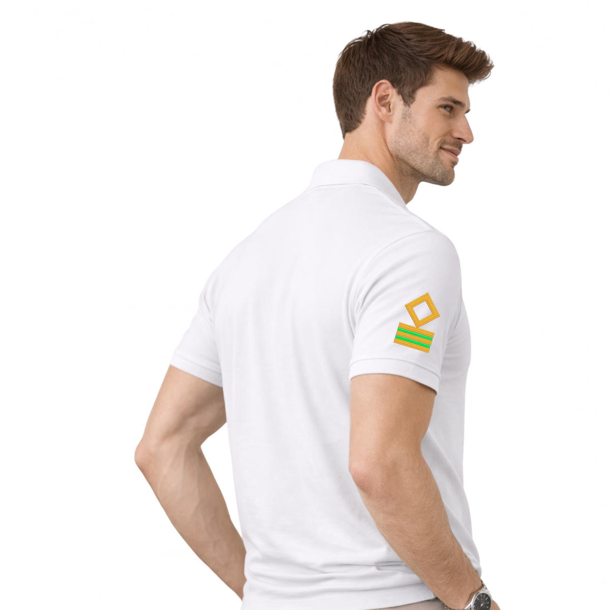 Jahaazi Premium ETO Polo T-Shirt for Merchant Navy | Embroidered ETO Rank & Name | ETO Rank on both sleeves | 100% Cotton | ETO Officer Marine Wear
