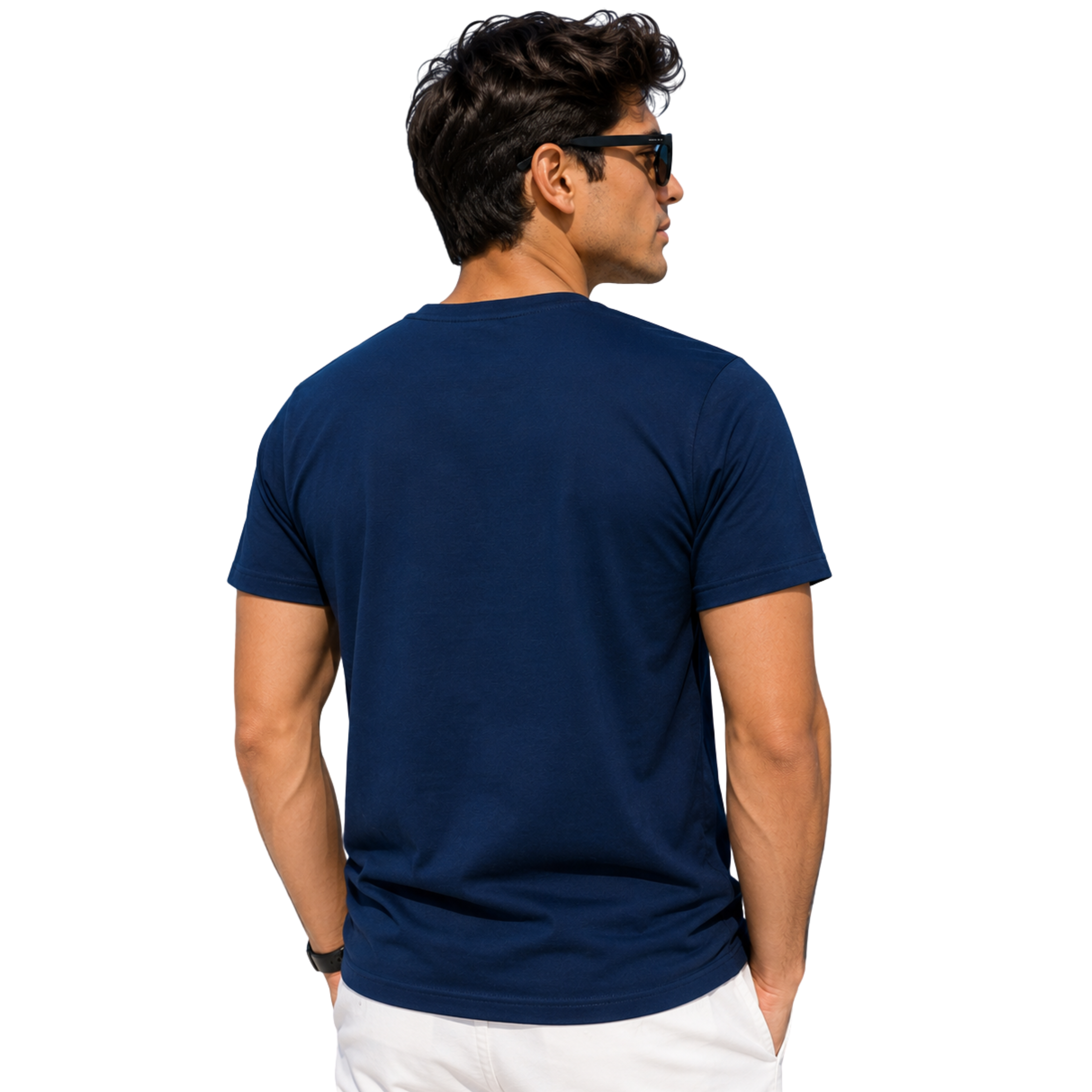 Jahaazi Premium 100% Cotton T-Shirt with Embroidered Compass Design | Round Neck