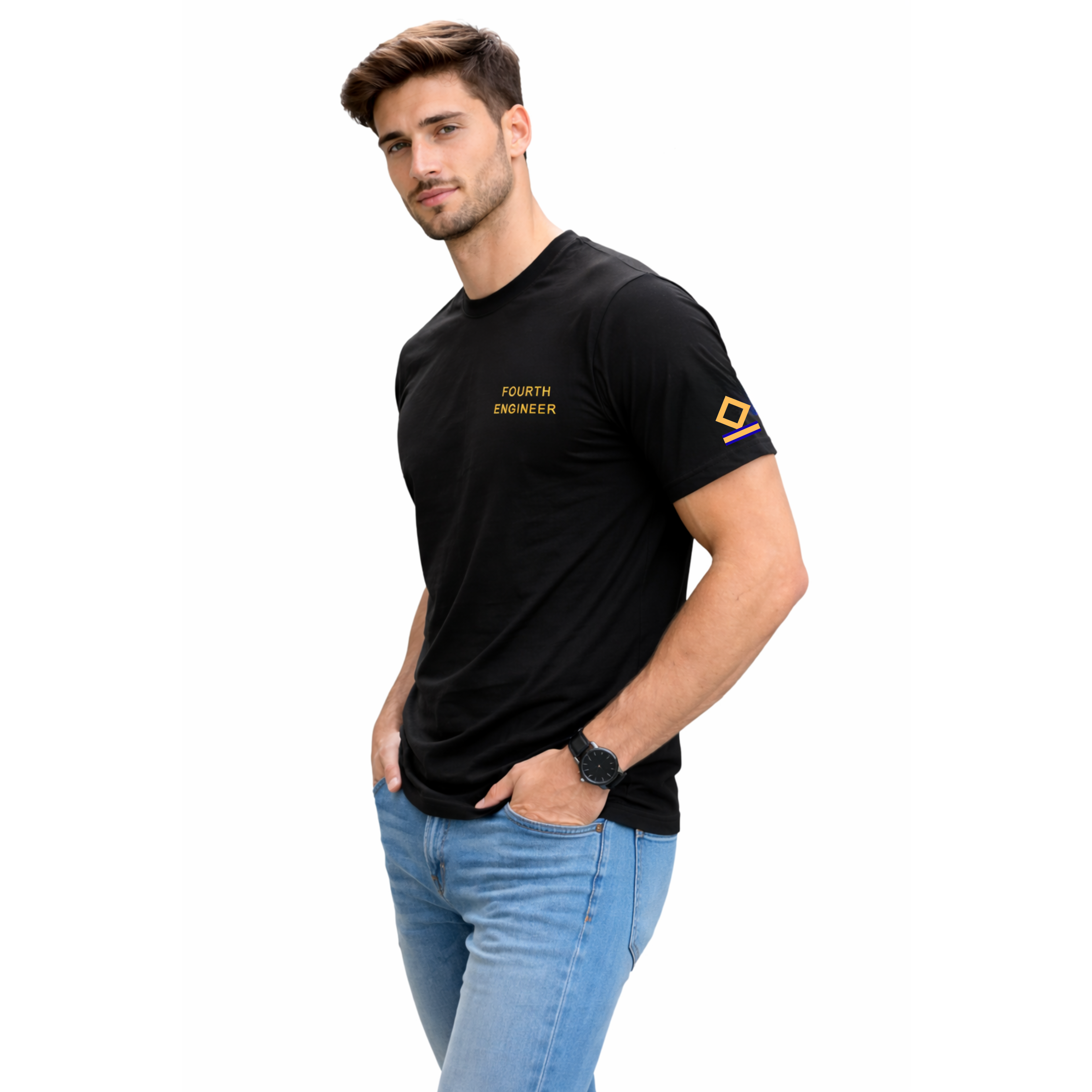 Merchant Navy Fourth Engineer Rank Printed T-Shirt – Bio-Washed 100% Cotton & High-Quality Printing