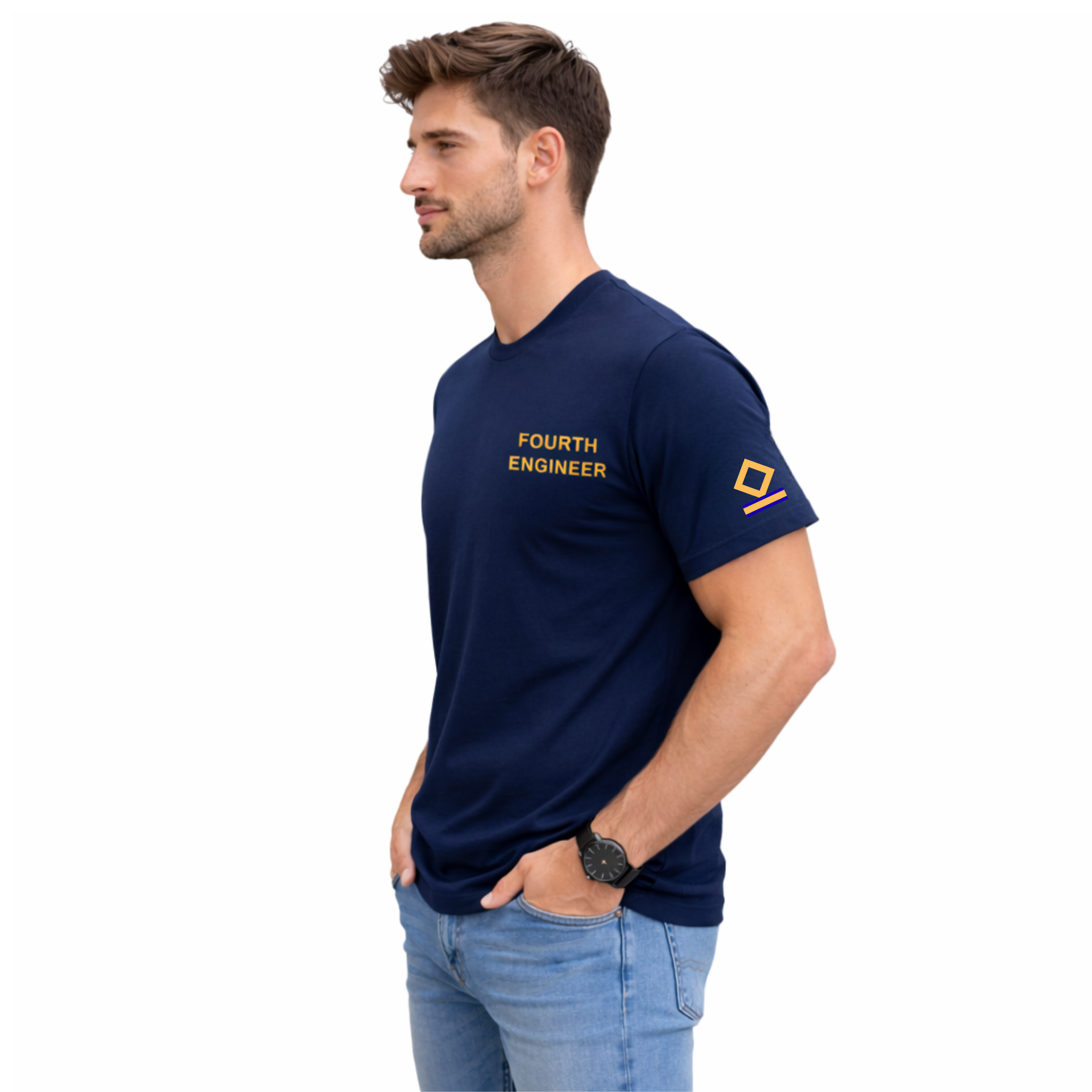 Merchant Navy Fourth Engineer Rank Printed T-Shirt – Bio-Washed 100% Cotton & High-Quality Printing