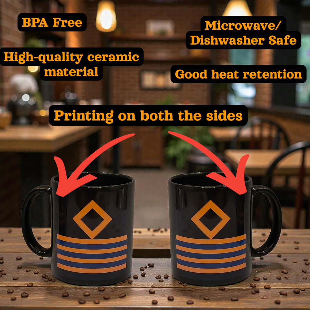 Merchant Navy Chief Engineer Rank Mug – Black, Gold & Blue