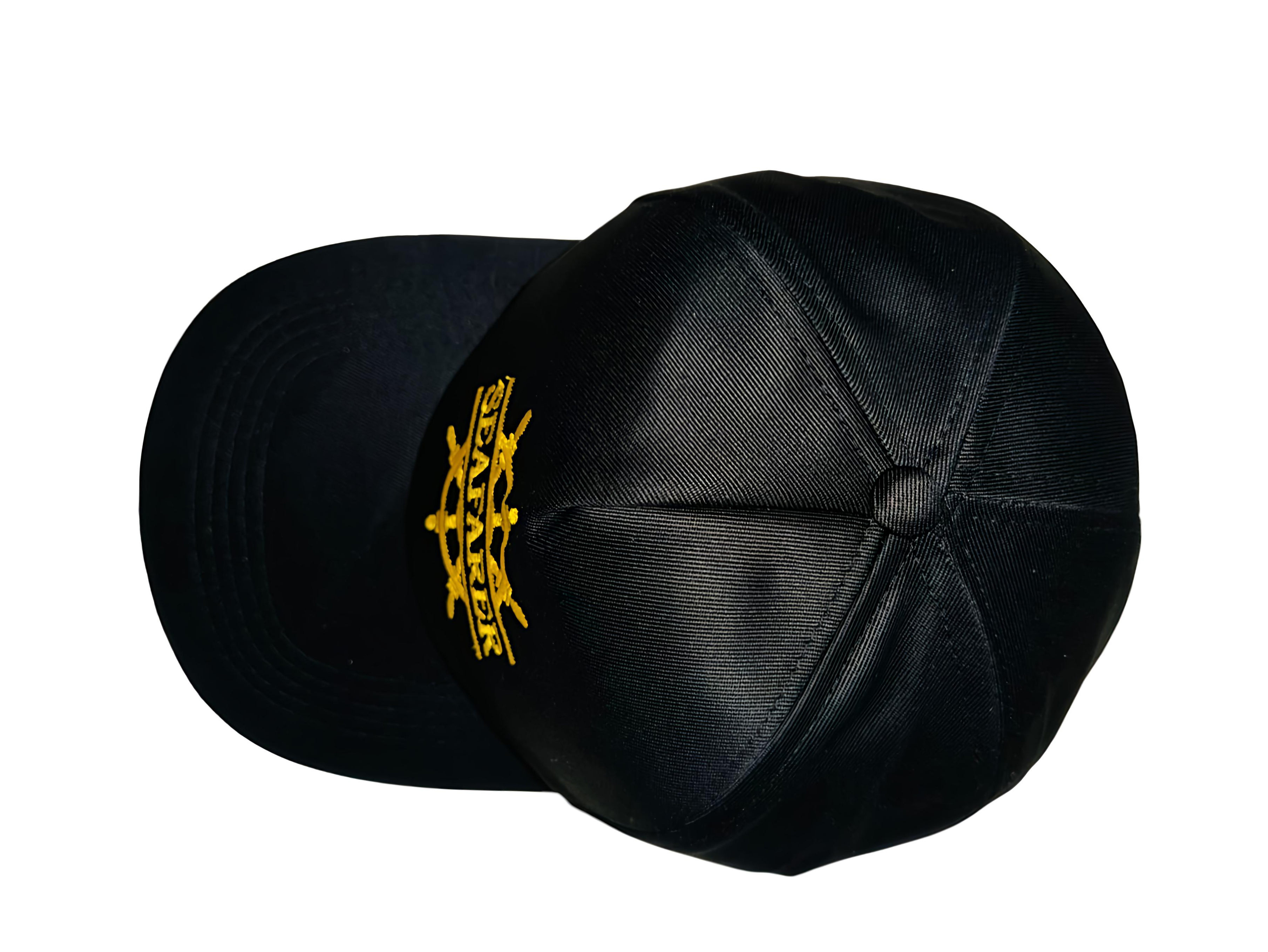 Premium Seafarer Embroidered Cap – Black & Gold