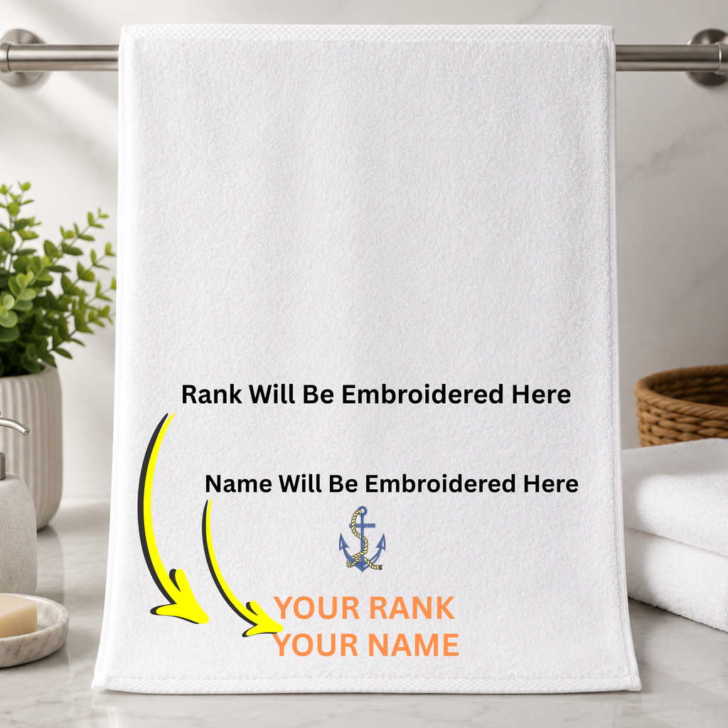 Jahaazi Personalized Merchant Navy Hand Towel – Premium 550 GSM 100% Cotton | 40 x 60 cm