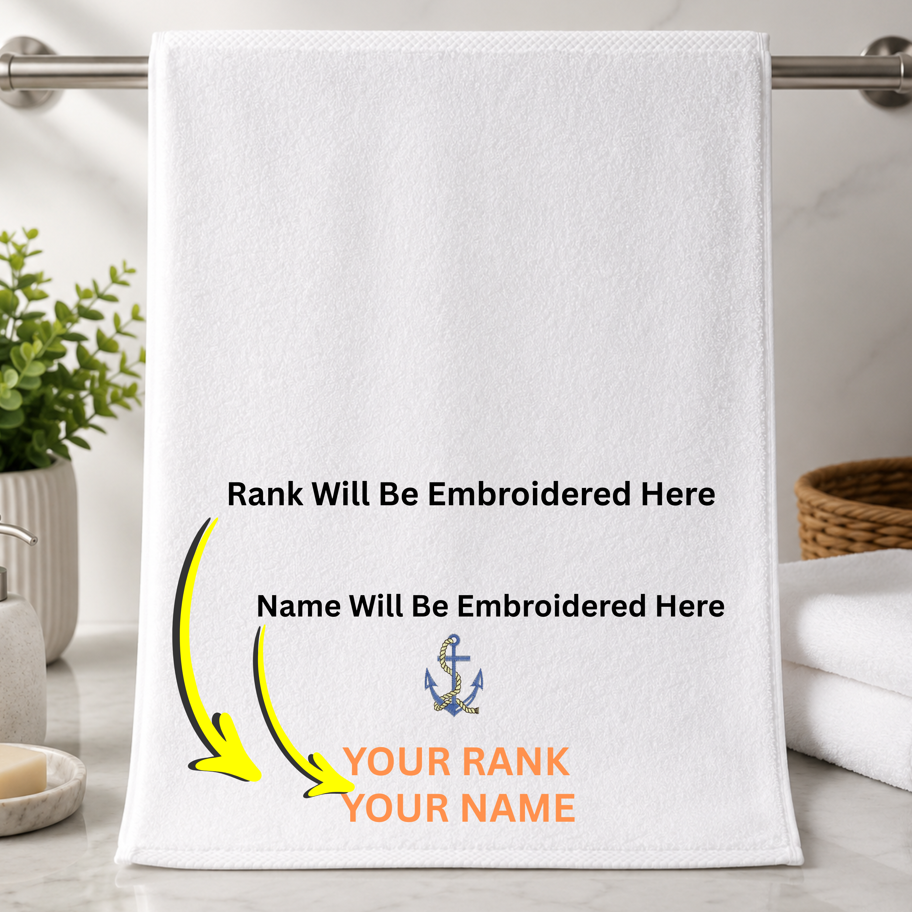 Jahaazi Personalized Merchant Navy Hand Towel – Premium 550 GSM 100% Cotton | 40 x 60 cm