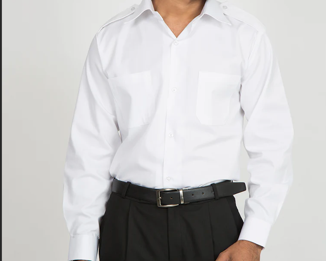 Premium White Shirt With Shoulder Strap - Full Sleeve