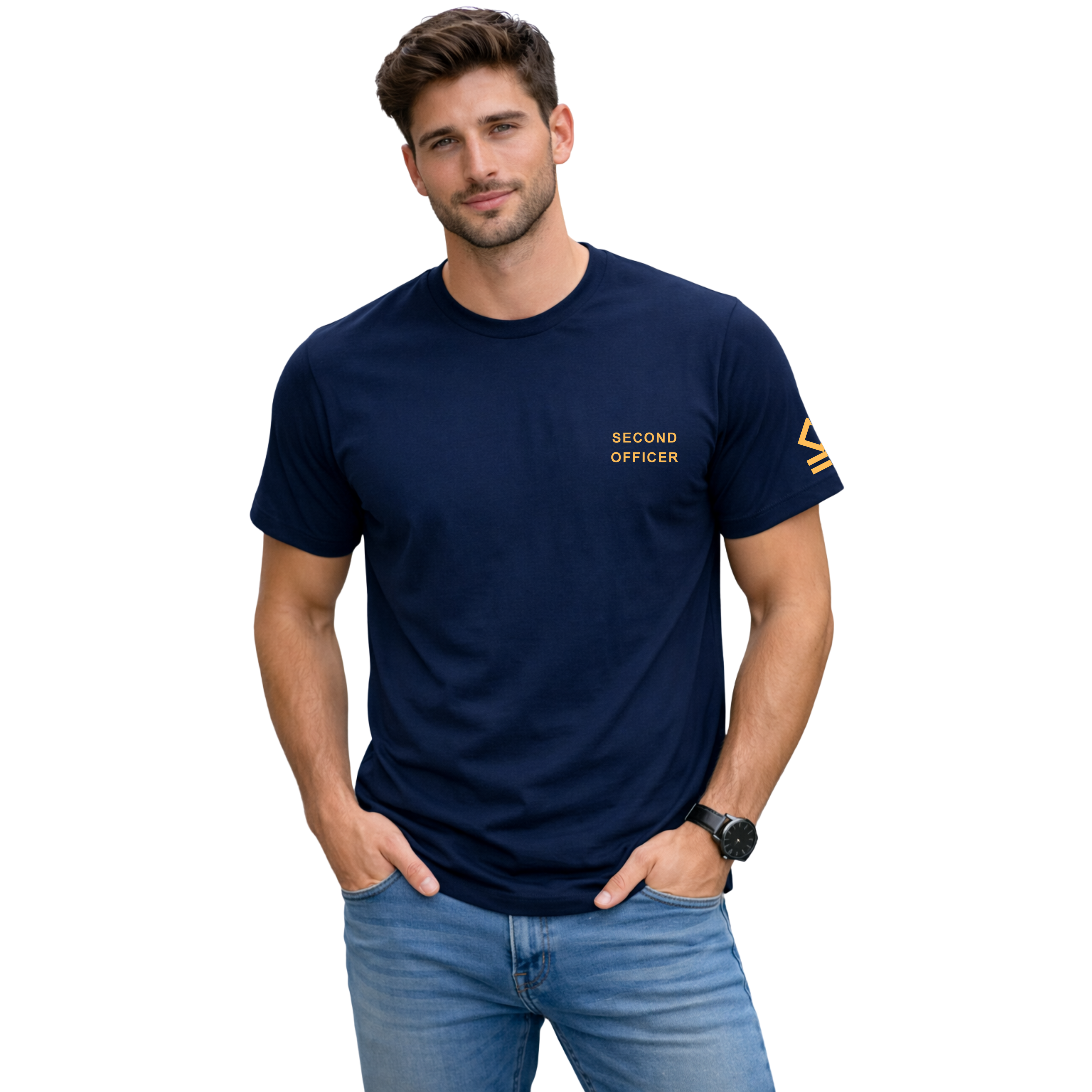 Merchant Navy Second Officer Rank Printed T-Shirt – Bio-Washed 100% Cotton & High-Quality Printing