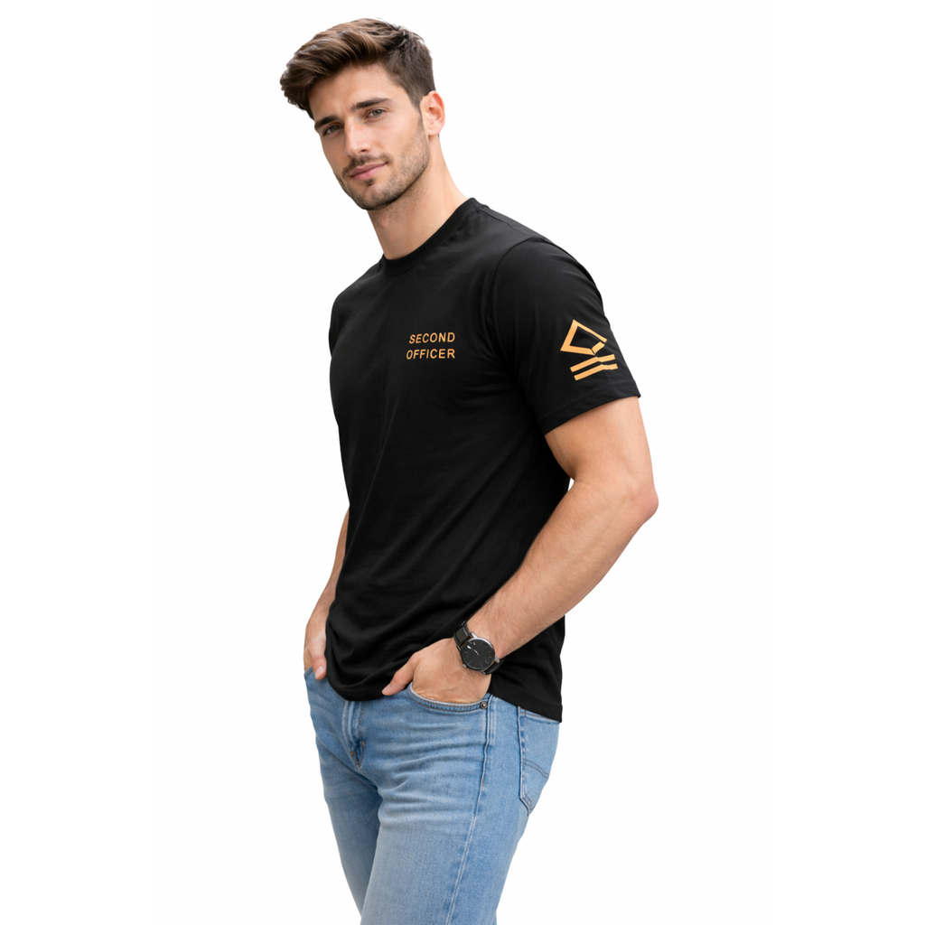 Merchant Navy Second Officer Rank Printed T-Shirt – Bio-Washed 100% Cotton & High-Quality Printing