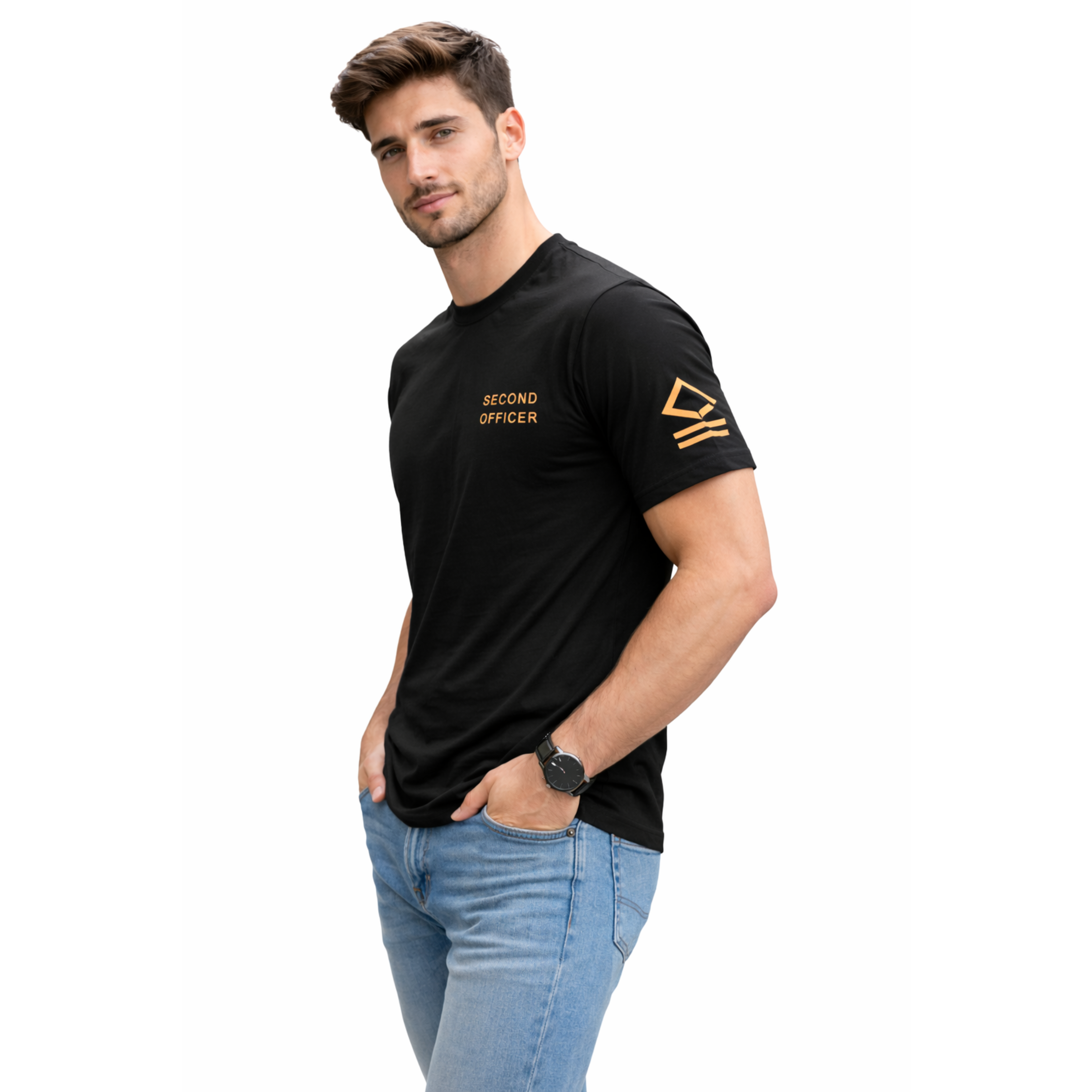 Merchant Navy Second Officer Rank Printed T-Shirt – Bio-Washed 100% Cotton & High-Quality Printing