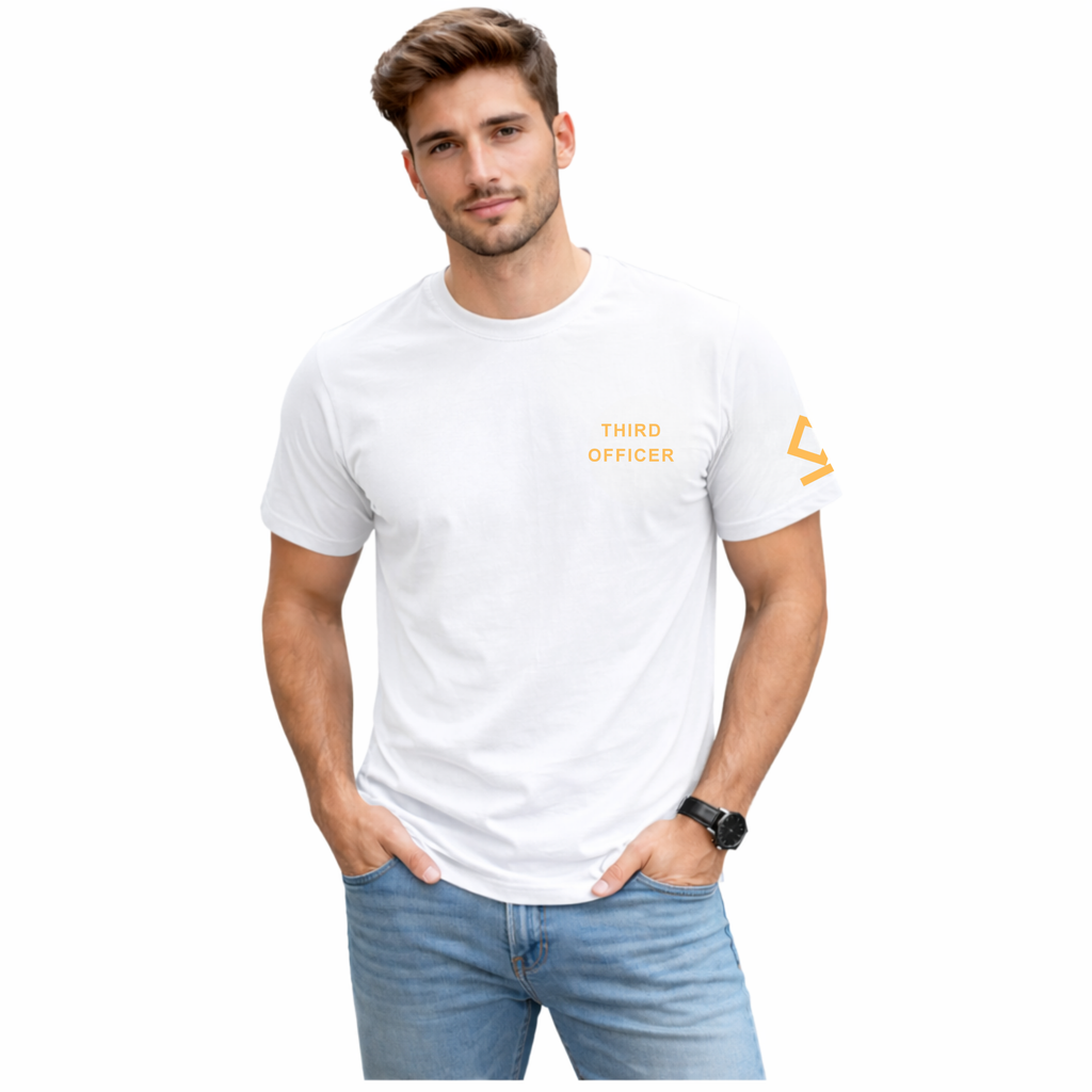 Merchant Navy Third Officer Rank Printed T-Shirt – Bio-Washed 100% Cotton & High-Quality Printing