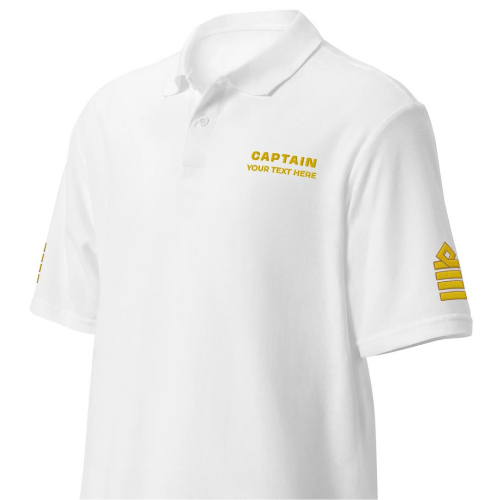 Merchant Navy Premium Captain uniform polo t-shirt with embroidery.