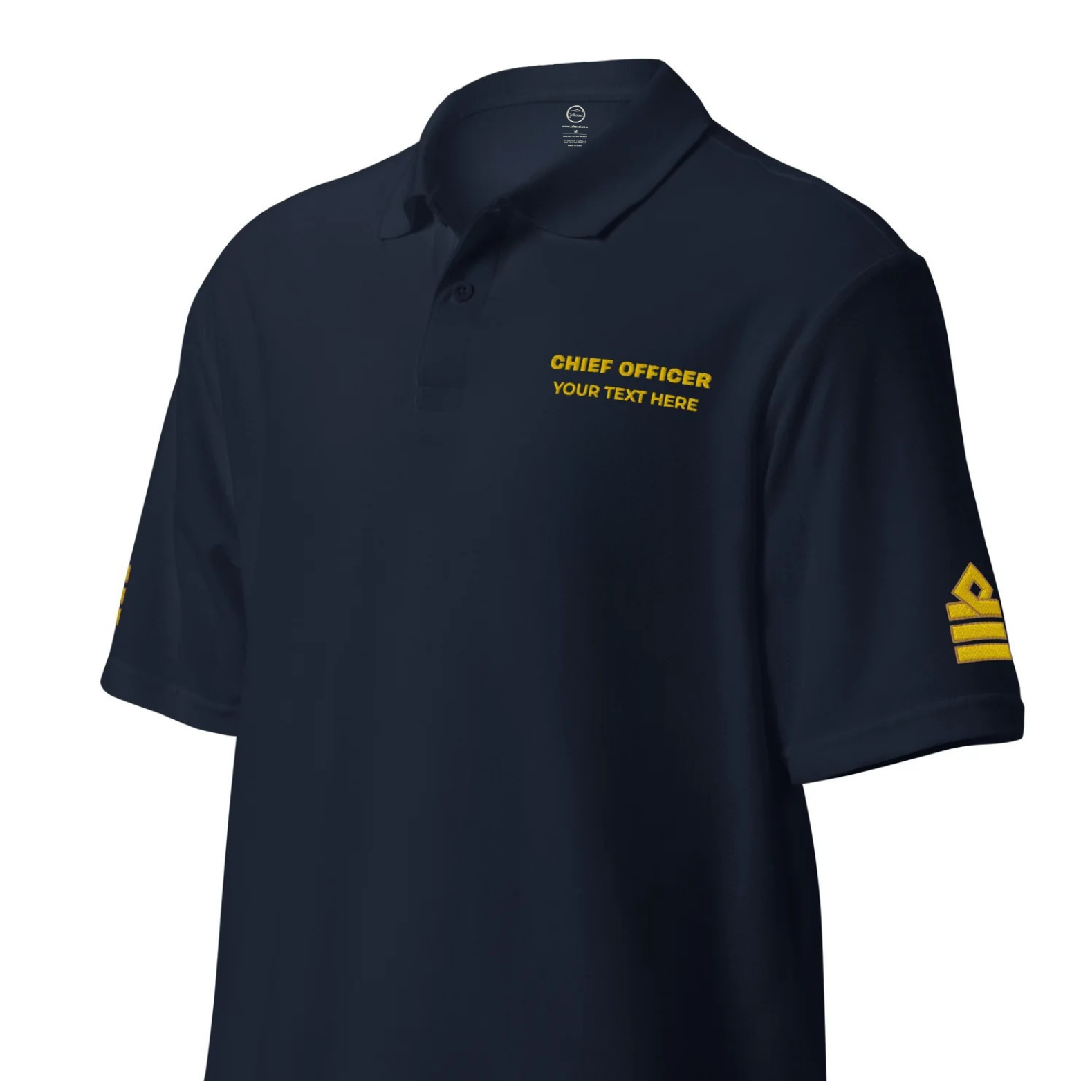 Merchant Navy Premium Chief Officer t-shirt polo with left chest and sleeves embroidery