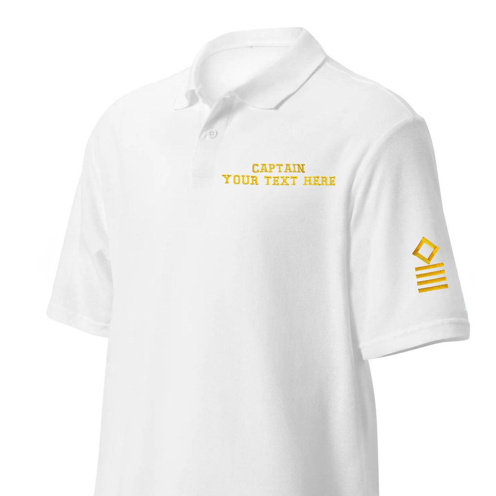 Merchant Navy Premium Captain uniform polo t-shirt with embroidery.