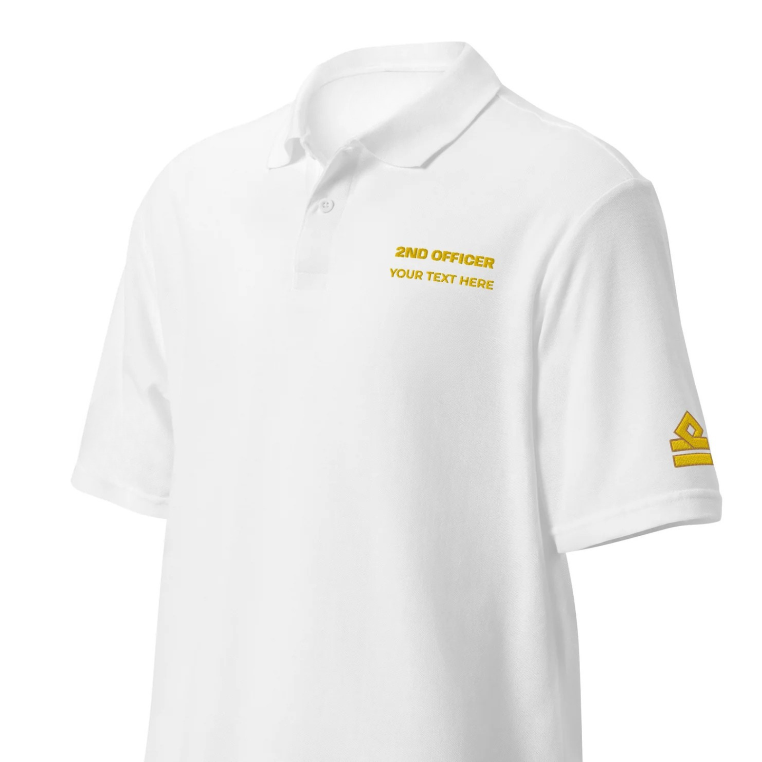 Merchant Navy Premium Second Officer polo t-shirt with left chest and sleeves embroidery