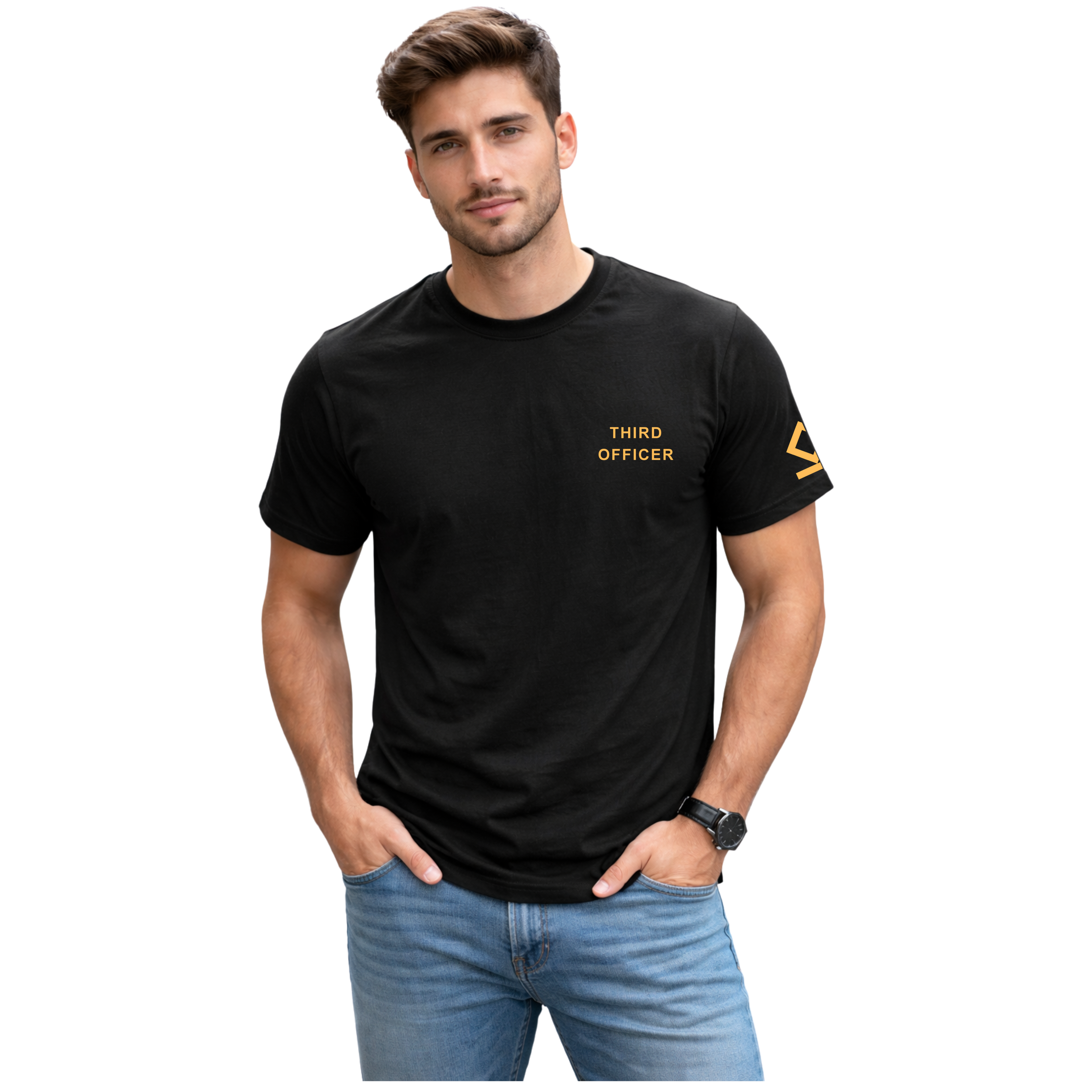 Merchant Navy Third Officer Rank Printed T-Shirt – Bio-Washed 100% Cotton & High-Quality Printing