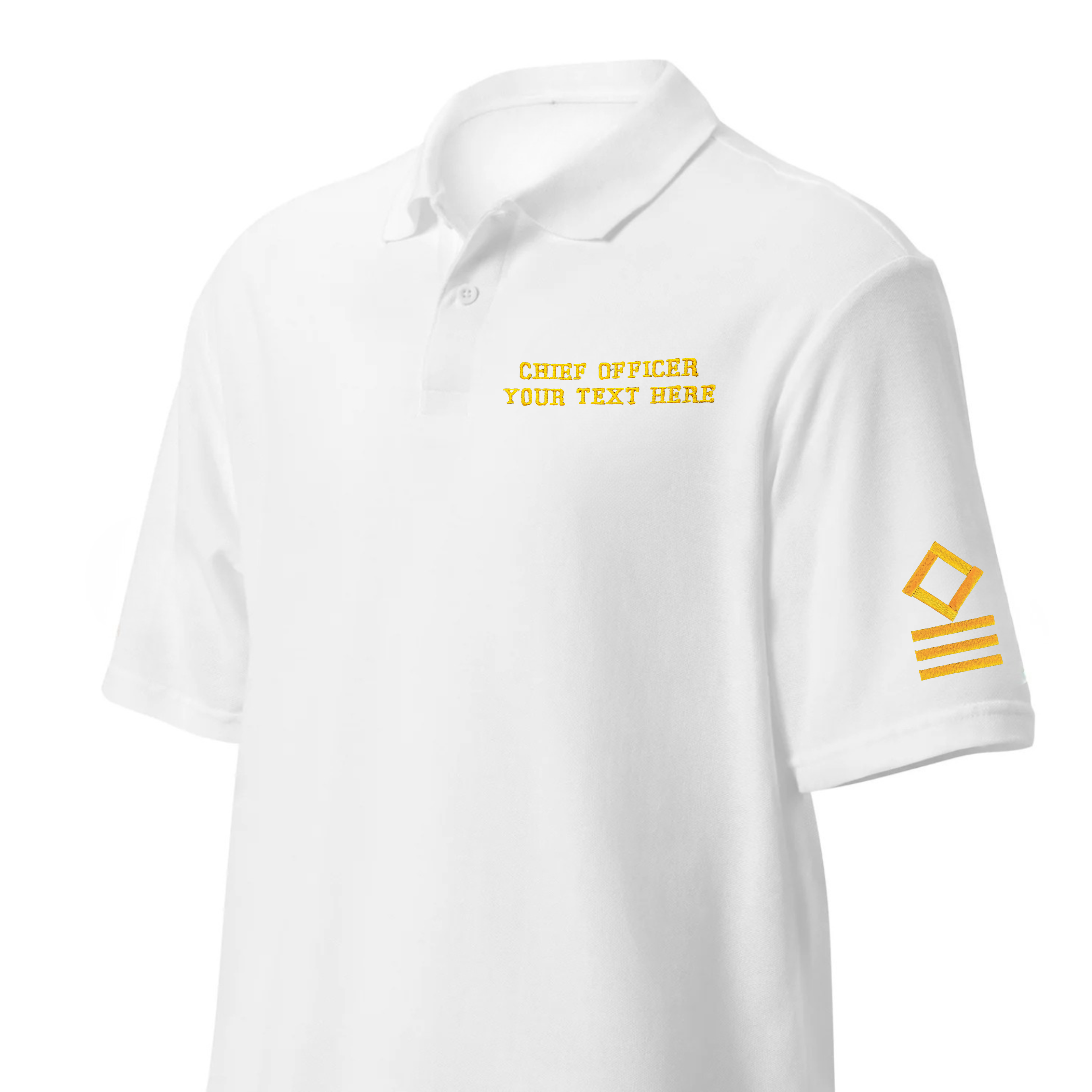 Merchant Navy Premium Chief Officer t-shirt polo with left chest and sleeves embroidery
