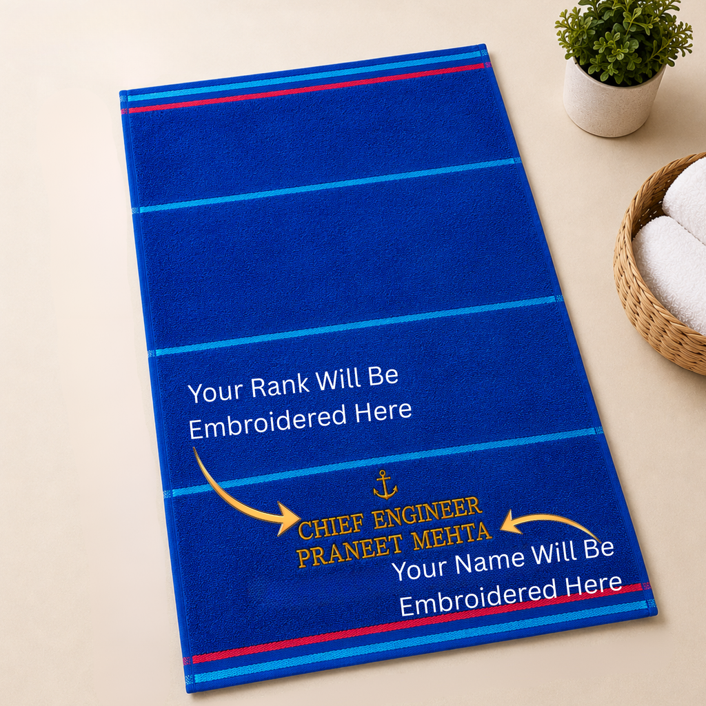 Jahaazi Personalized Merchant Navy Hand Towel – Premium 550 GSM 100% Cotton | 40 x 60 cm