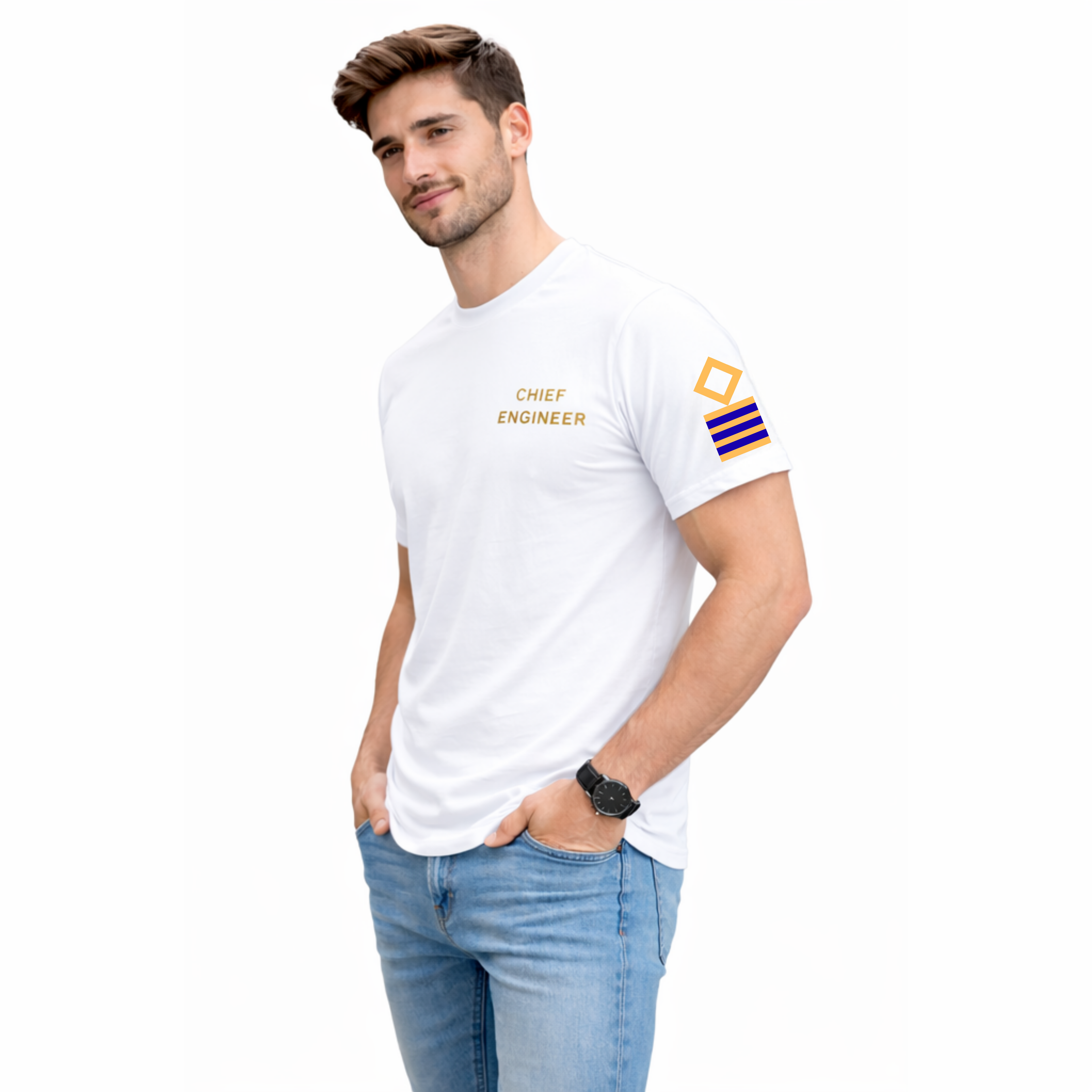 Merchant Navy Chief Engineer Rank Printed T-Shirt – Bio-Washed 100% Cotton & High-Quality Printing