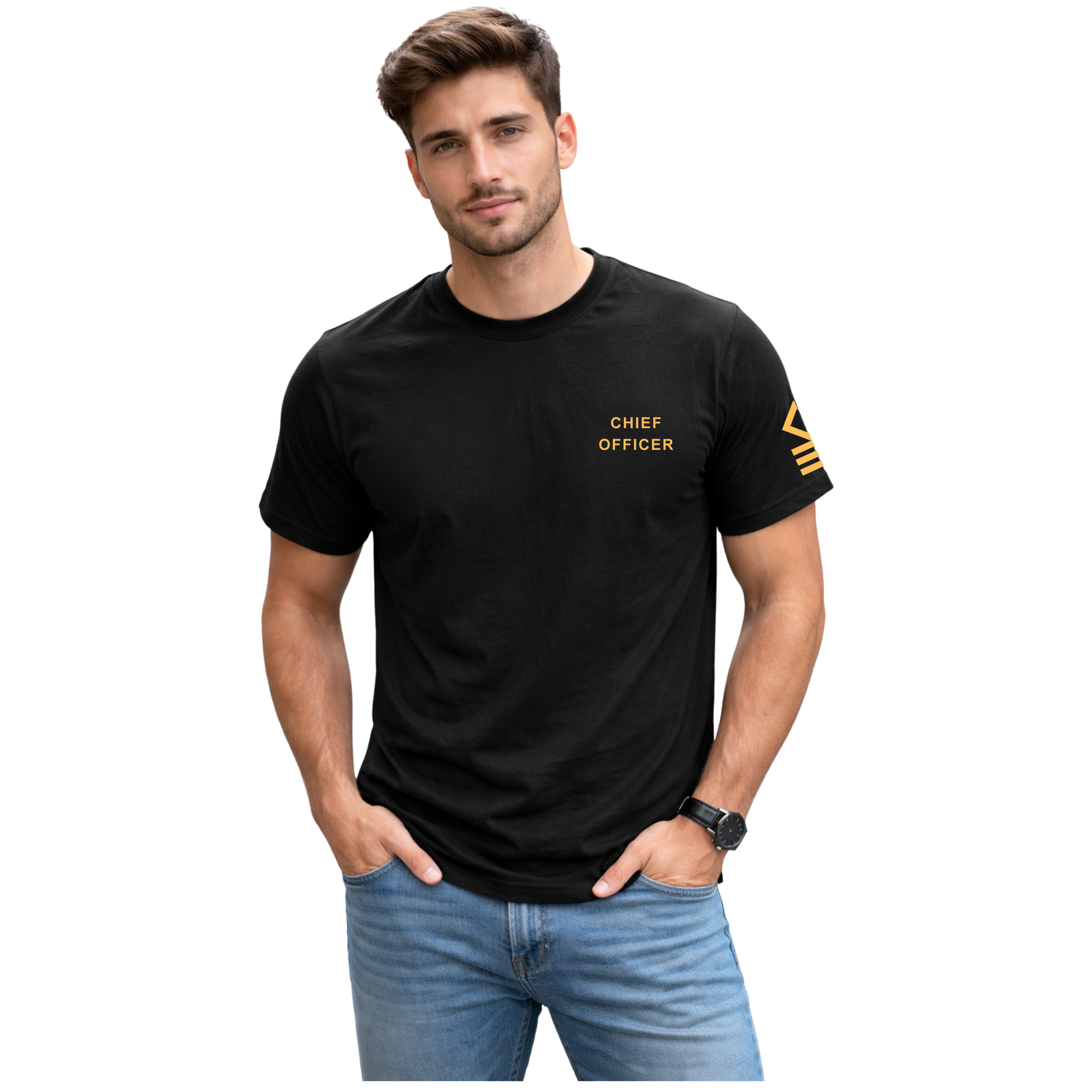 Merchant Navy Chief Officer Rank Printed T-Shirt – Bio-Washed 100% Cotton & High-Quality Printing