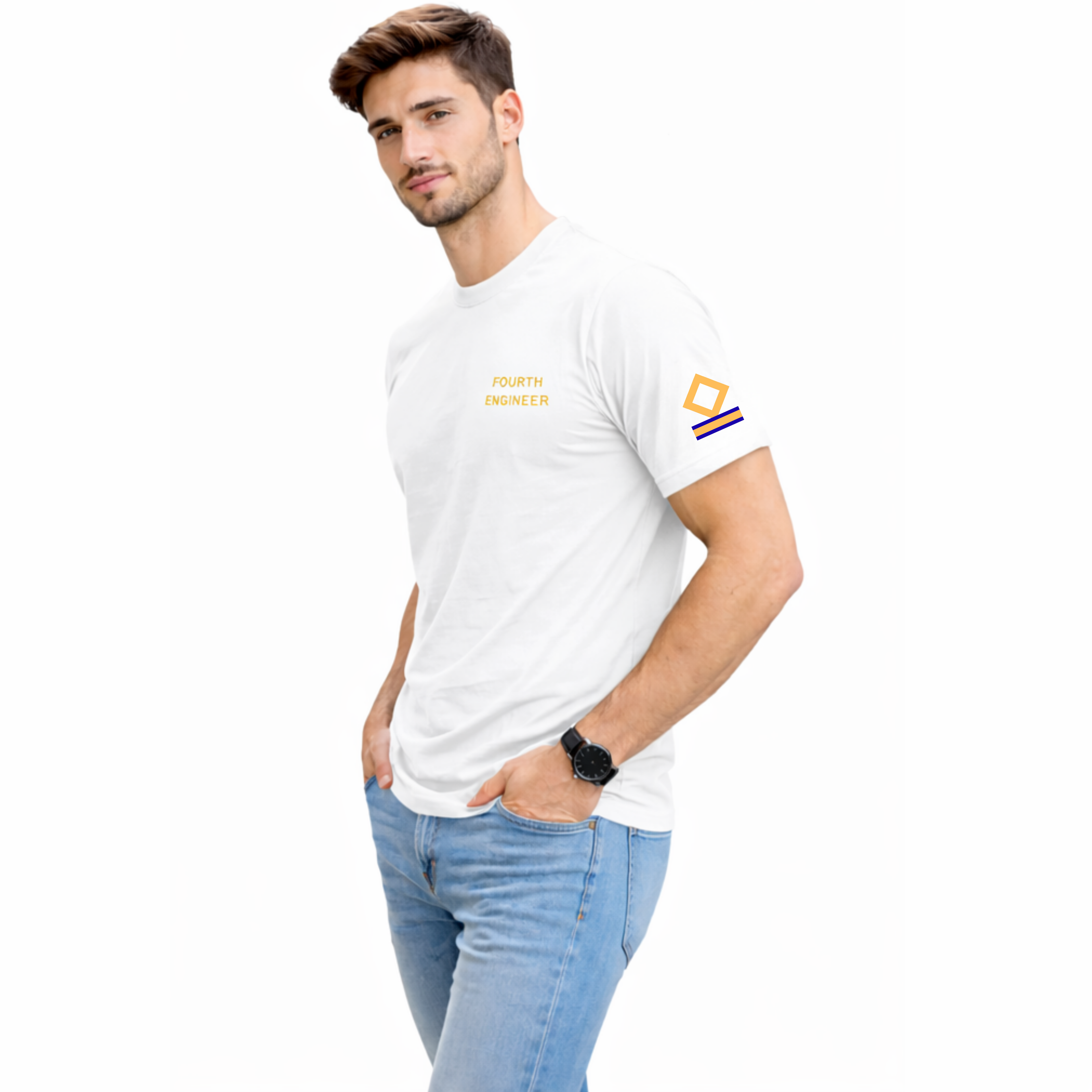 Merchant Navy Fourth Engineer Rank Printed T-Shirt – Bio-Washed 100% Cotton & High-Quality Printing