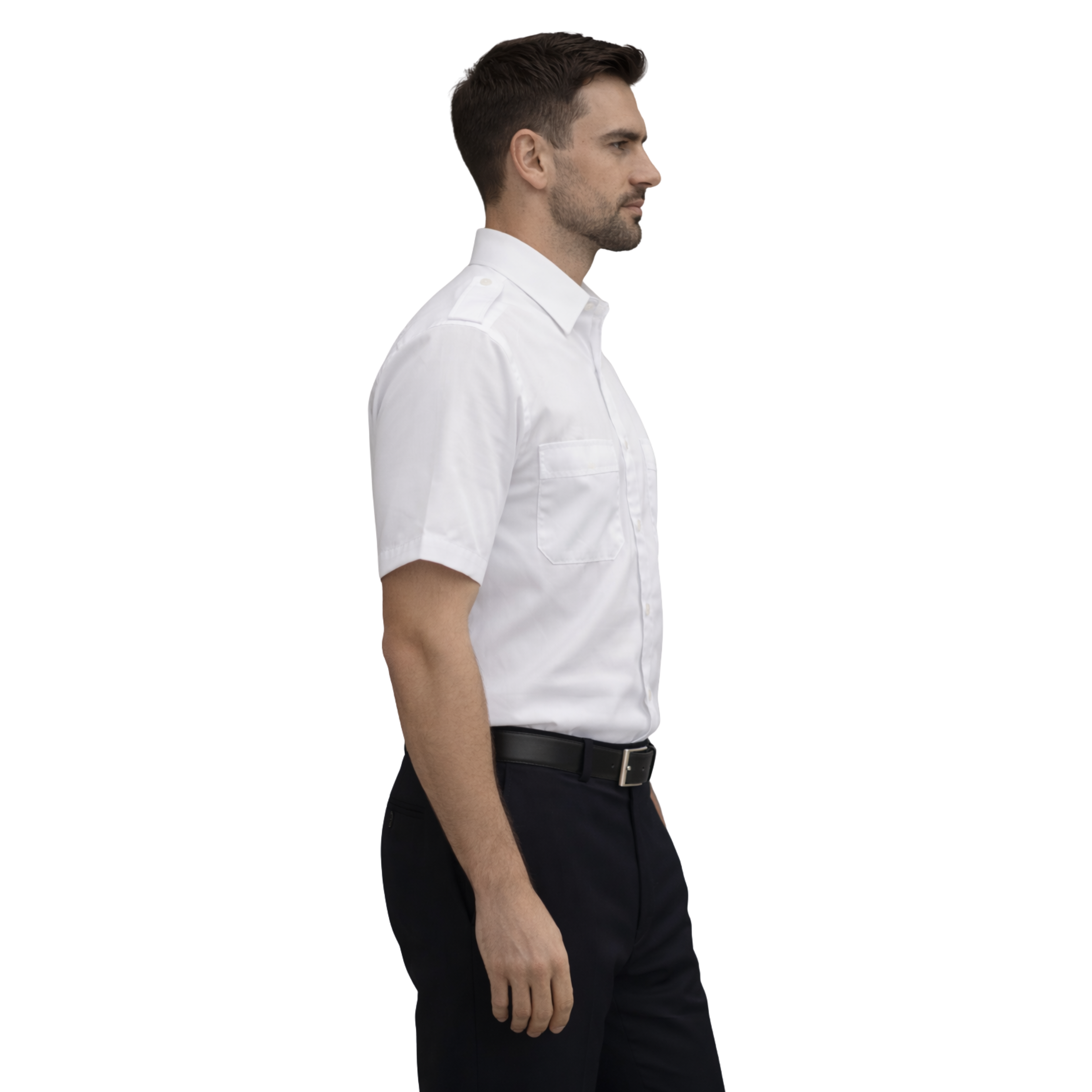 Merchant Navy Premium White Shirt 100% Cotton With Shoulder Strap - Half Sleeves