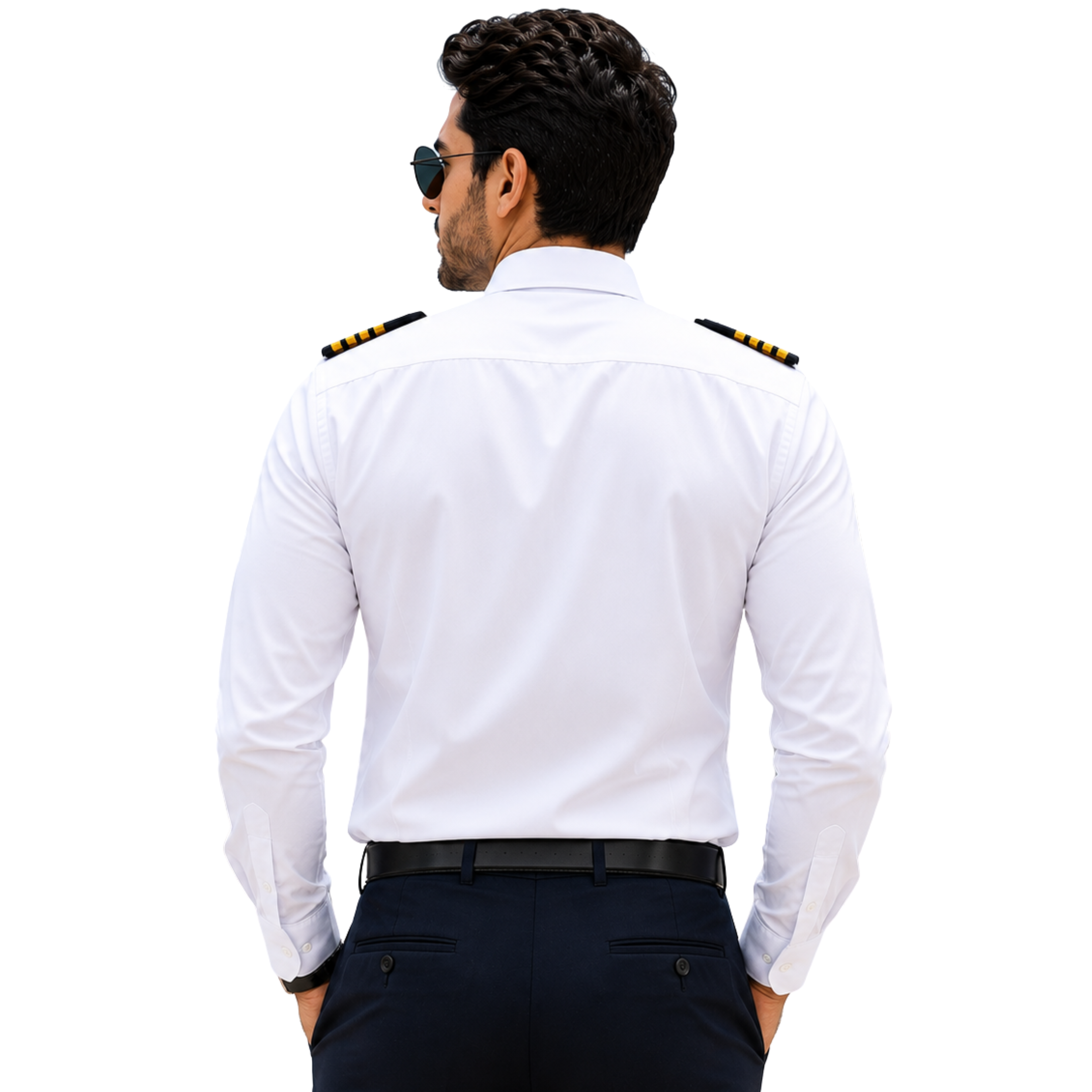JAHAAZI Premium Airline/Pilot/Merchant Navy Shirt 100% Cotton | shoulder Strap | Pen Holder