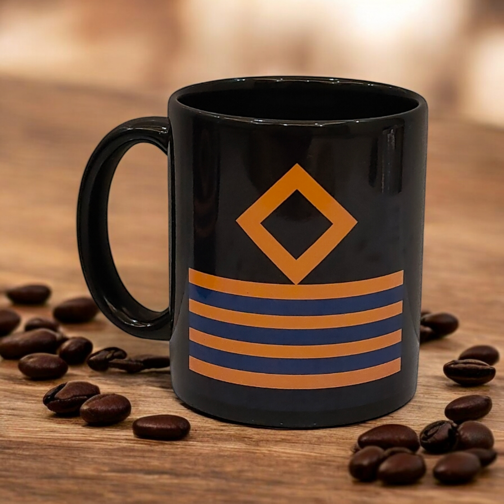Merchant Navy Chief Engineer Rank Mug – Black, Gold & Blue