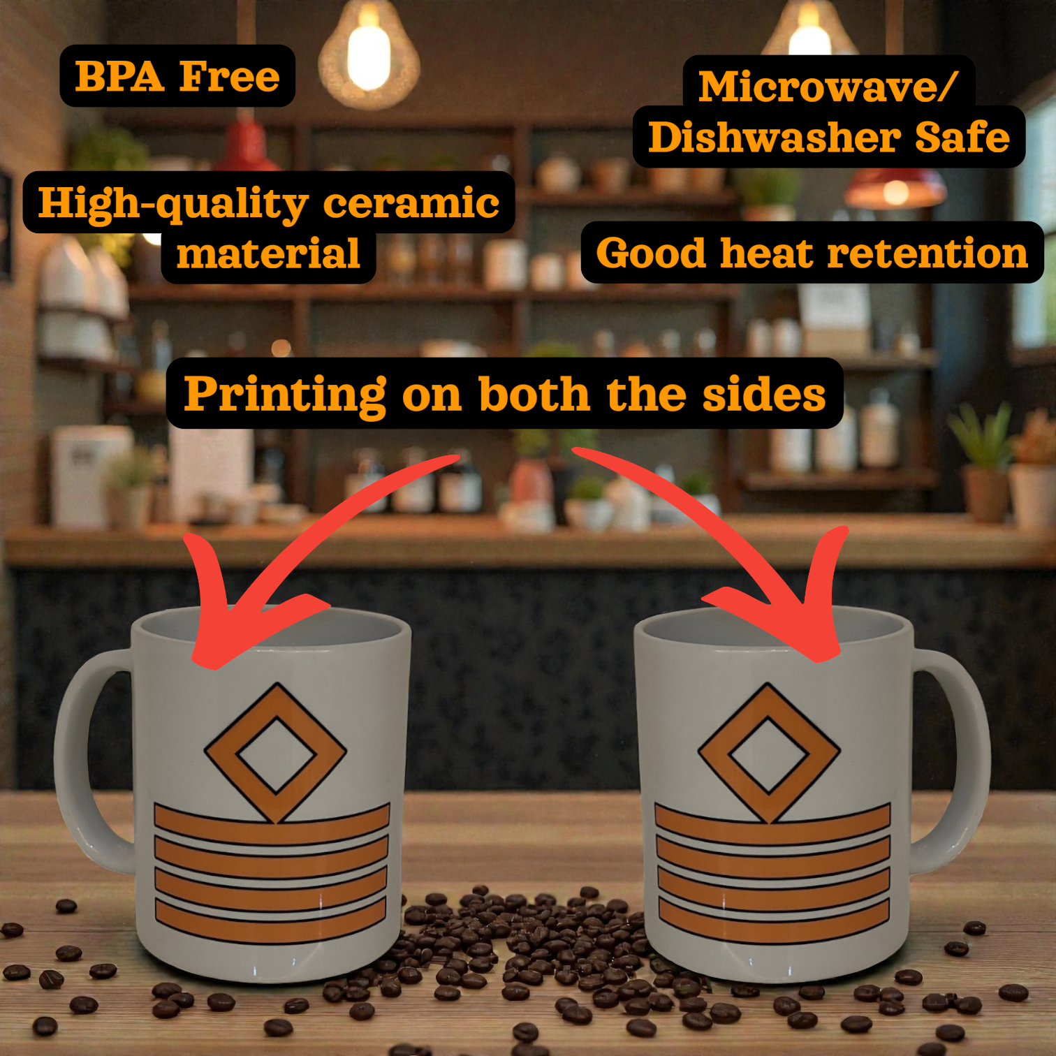 Merchant Navy Cadet White Mug – Golden Anchor Design (Deck, Engine and Electric Cadet)