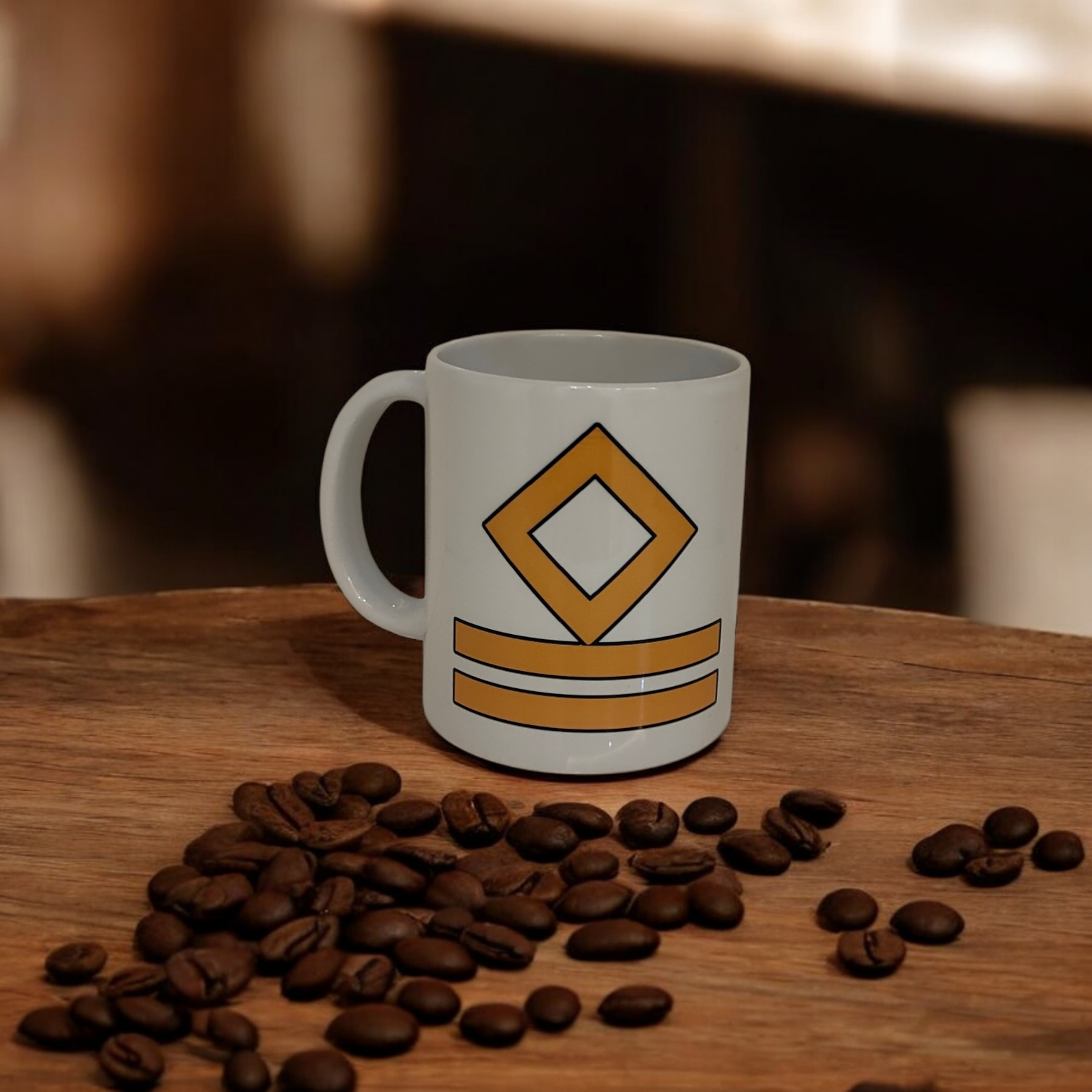 Merchant Navy Second Officer Rank Mug – White & Gold