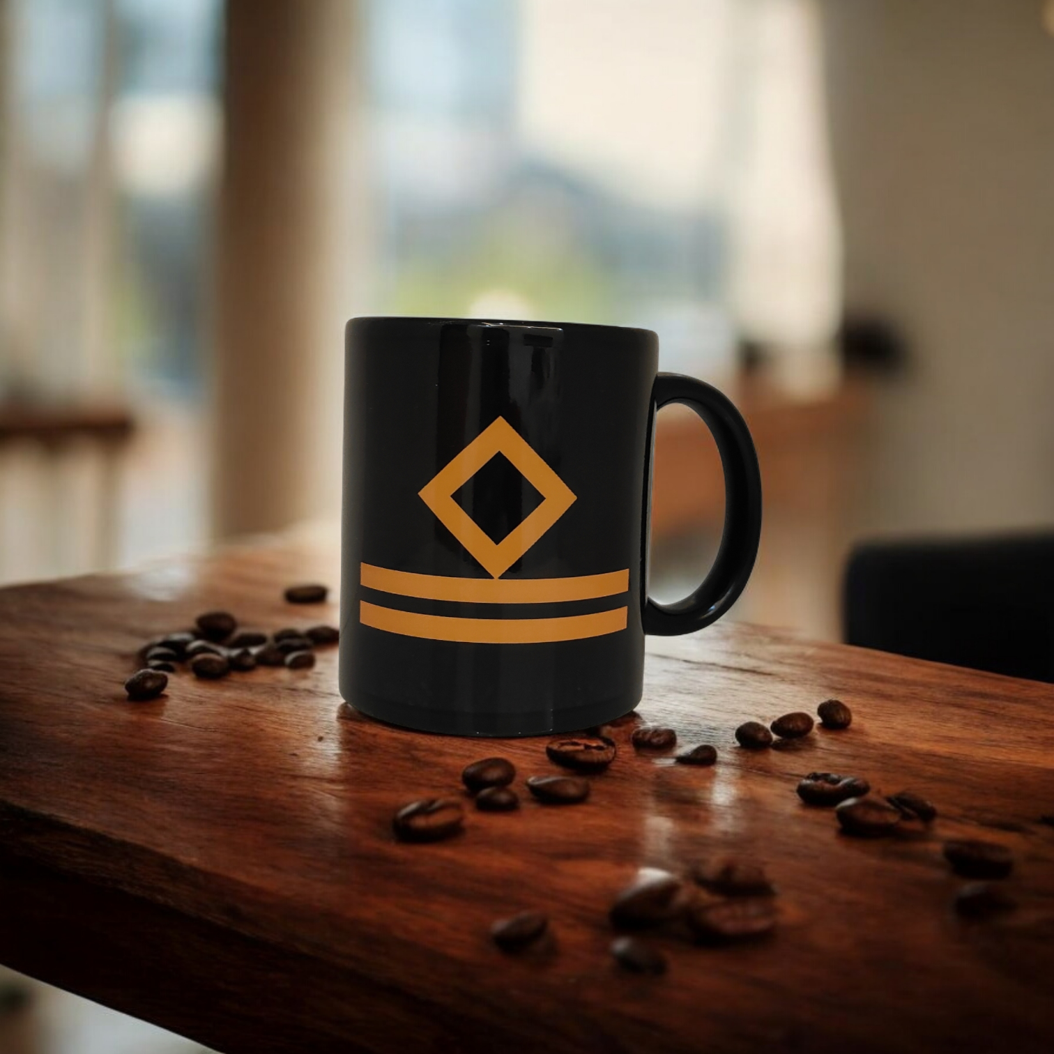 Merchant Navy Second Officer Rank Mug – Black & Gold