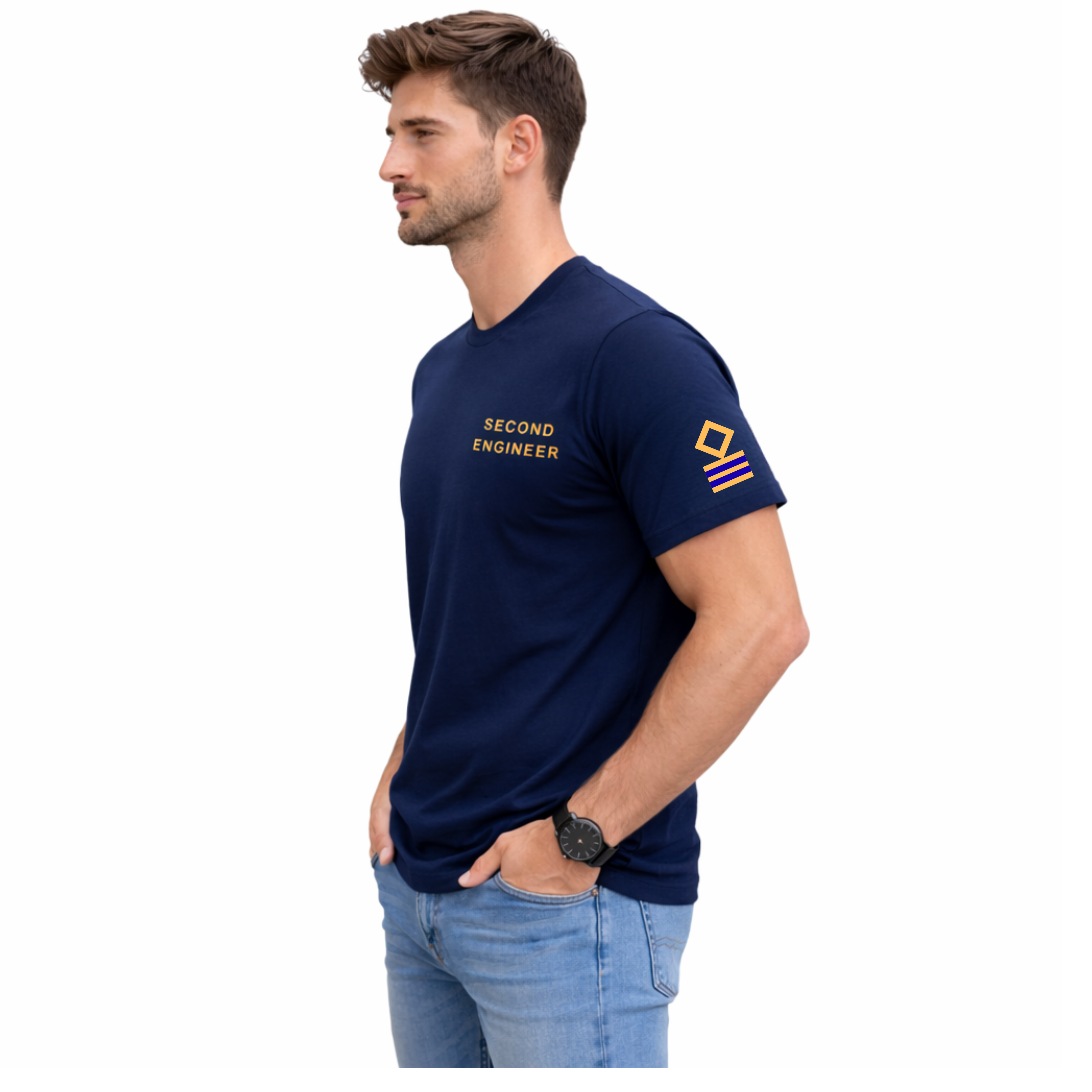Merchant Navy Second Engineer Rank Printed T-Shirt – Bio-Washed 100% Cotton & High-Quality Printing