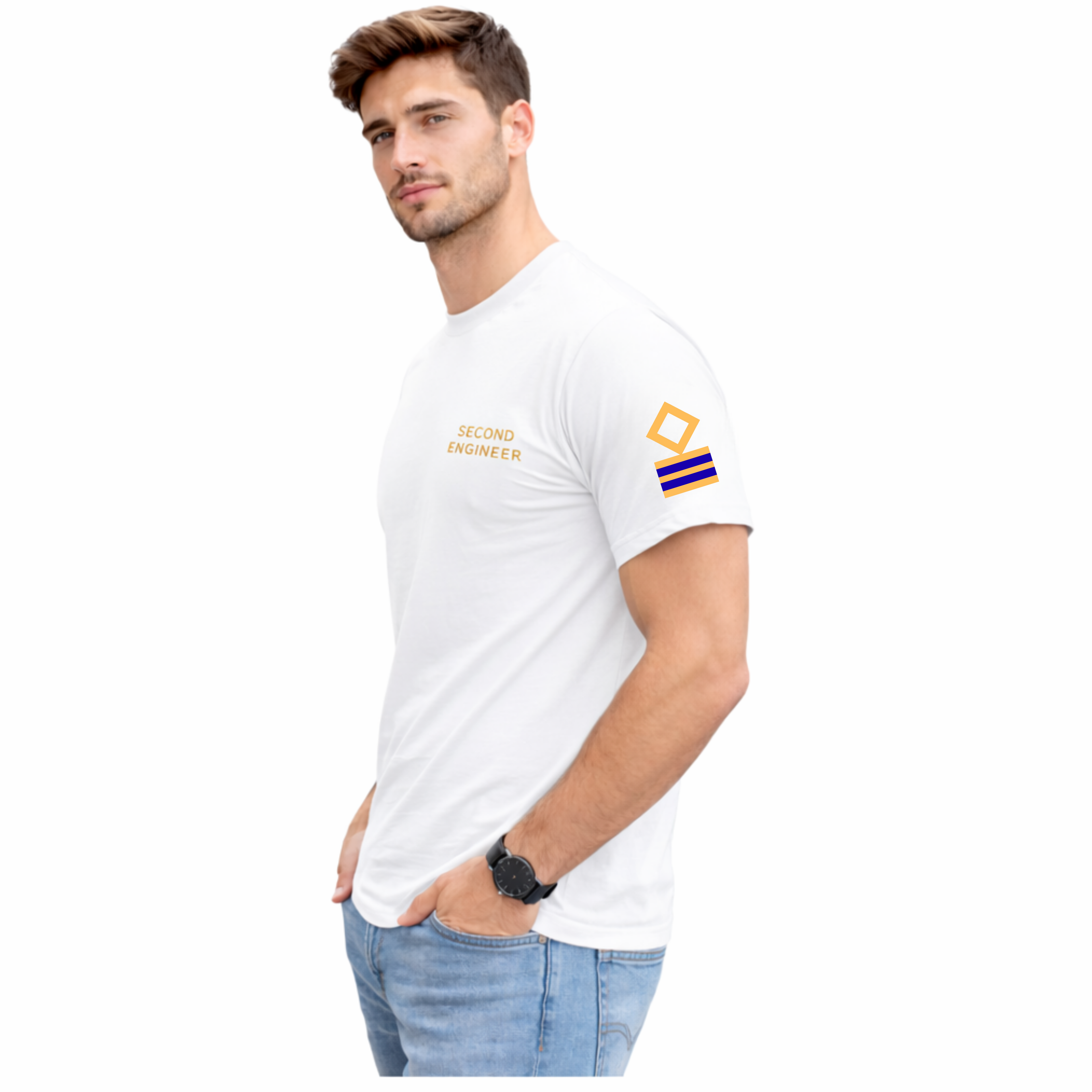 Merchant Navy Second Engineer Rank Printed T-Shirt – Bio-Washed 100% Cotton & High-Quality Printing