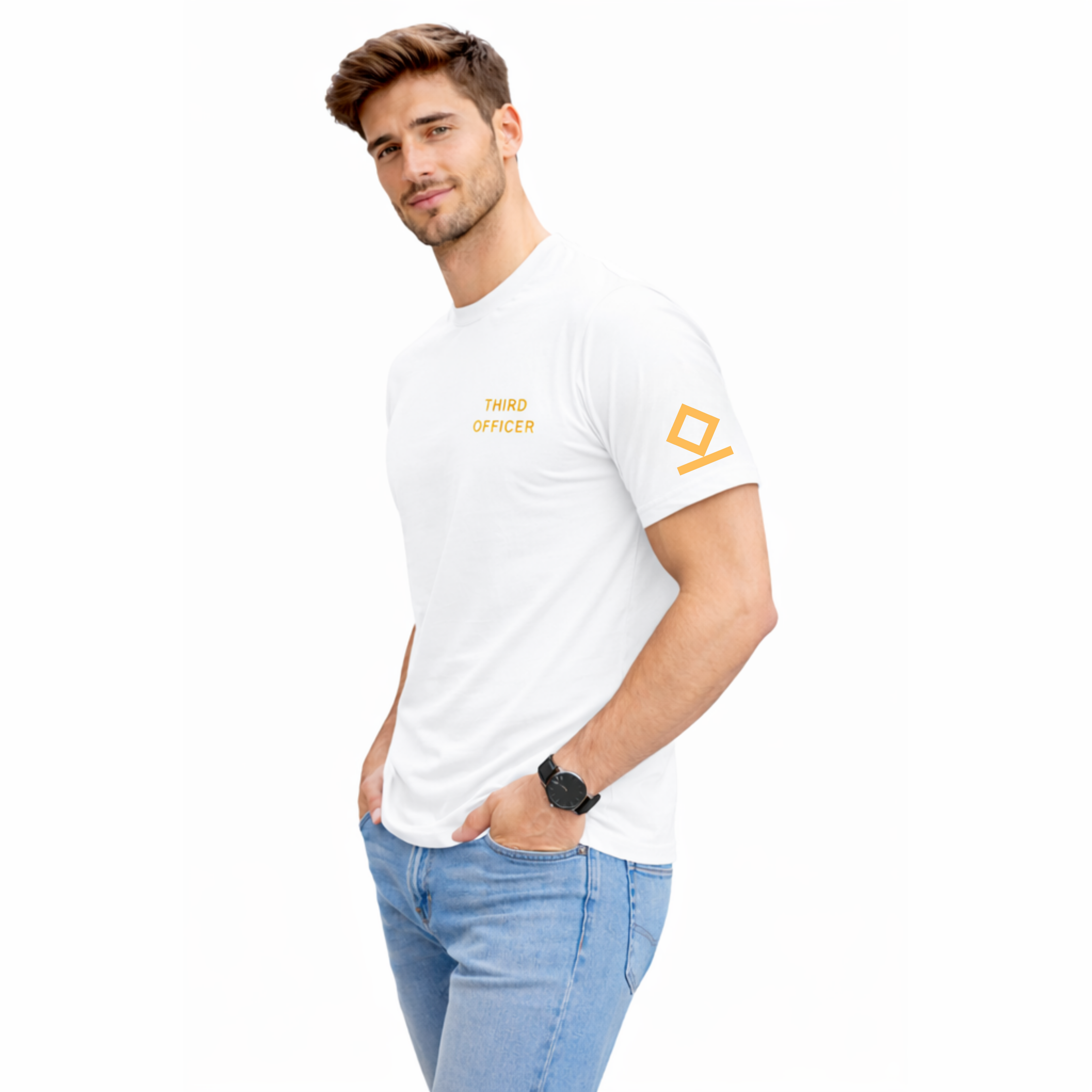 Merchant Navy Third Officer Rank Printed T-Shirt – Bio-Washed 100% Cotton & High-Quality Printing